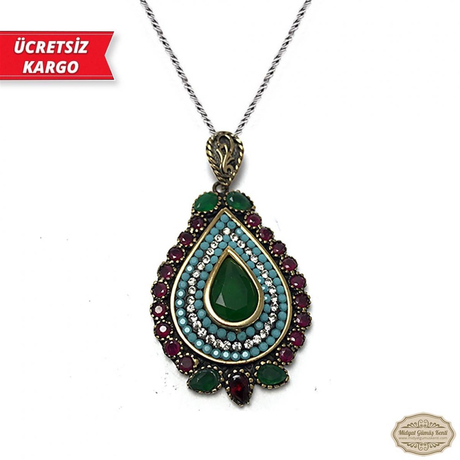 Damla Model Midyat Yöresel Otantik Gümüş Kolye Ucu
