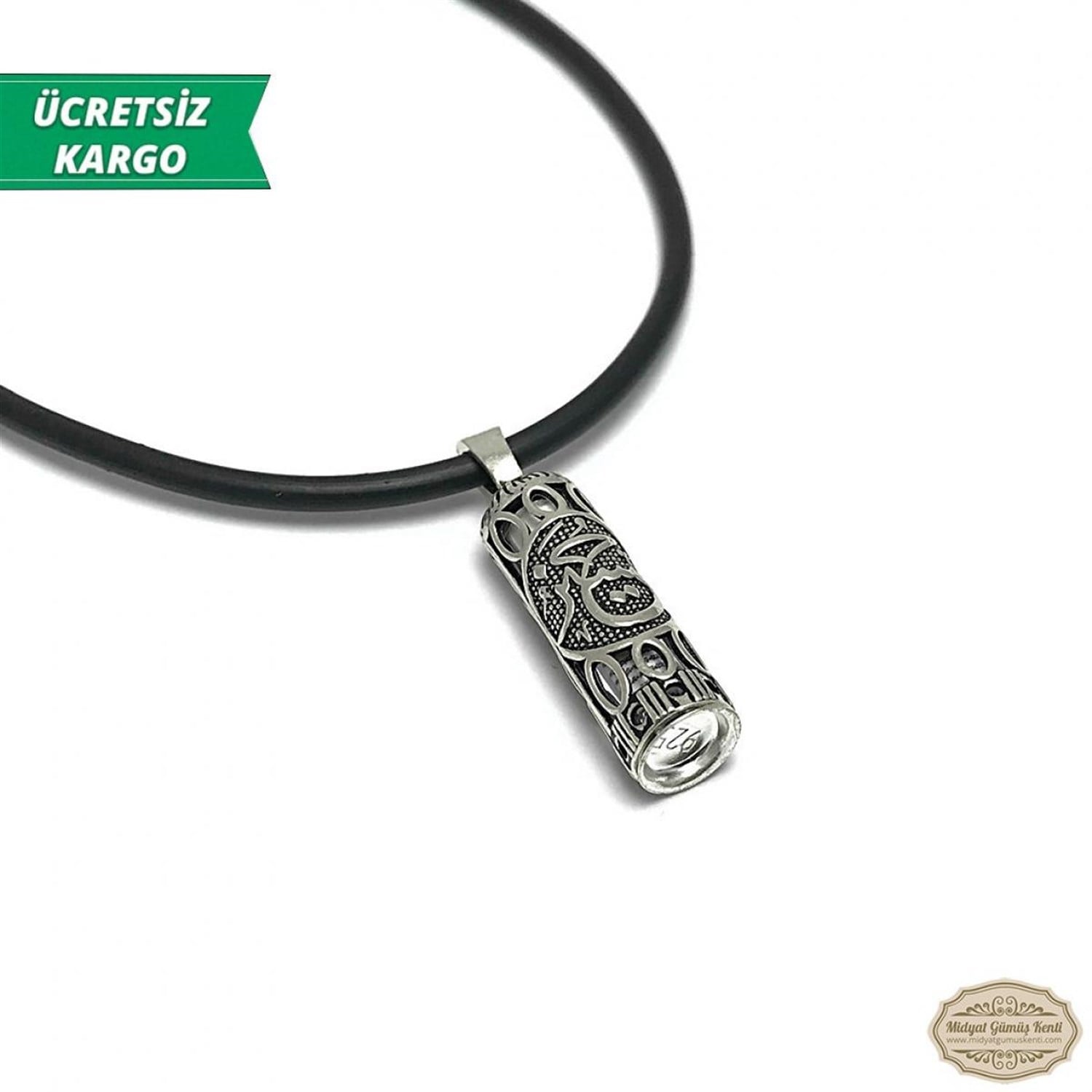 Desenli Dualı Kapsül Model Erkek Bayan Gümüş Kolye Ucu 