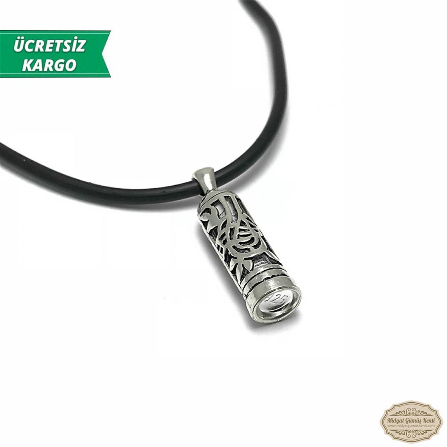 Desenli Dualı Kapsül Model Erkek Bayan Gümüş Kolye Ucu 