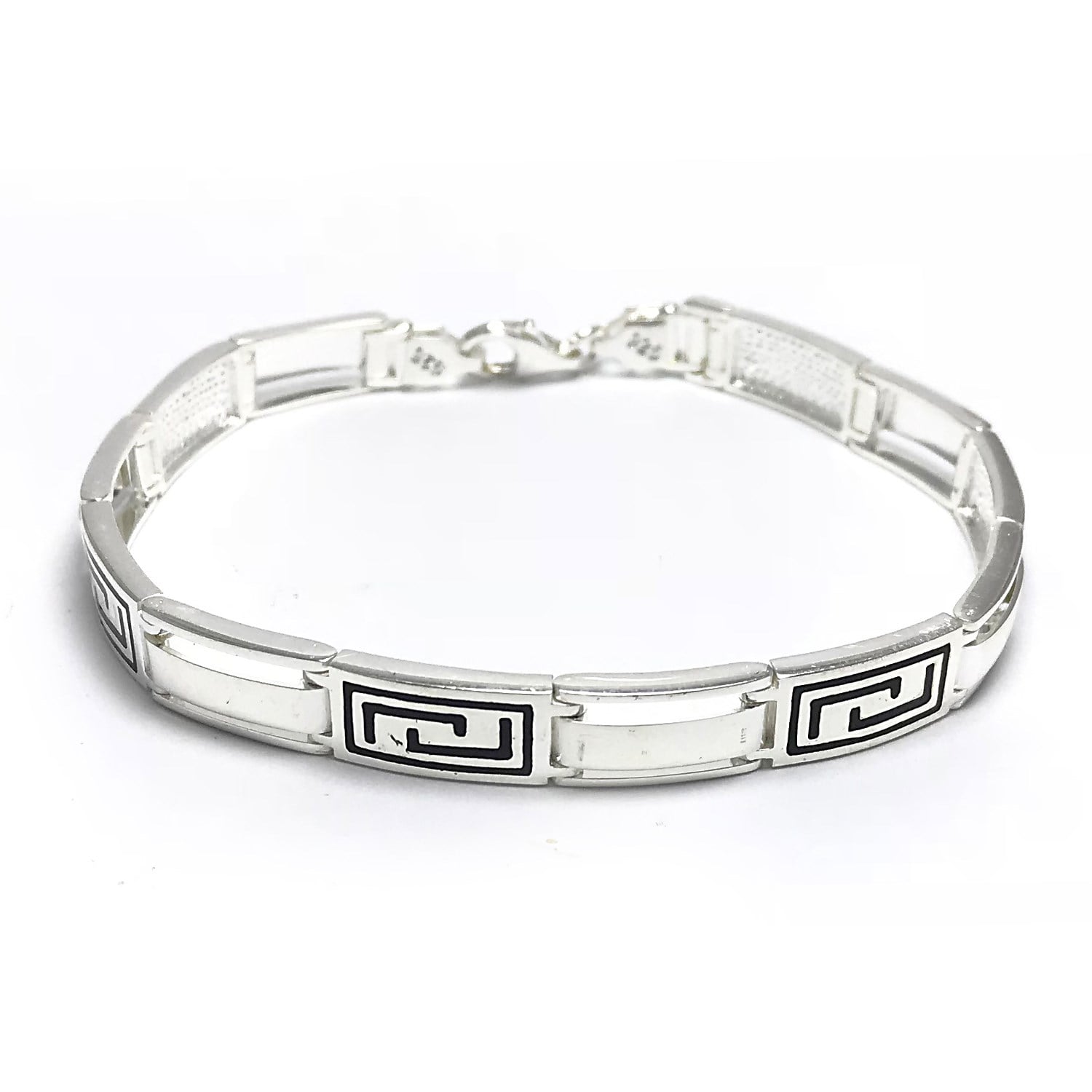 Dikdörtgen Model 925 Ayar Mineli Erkek Gümüş Bileklik