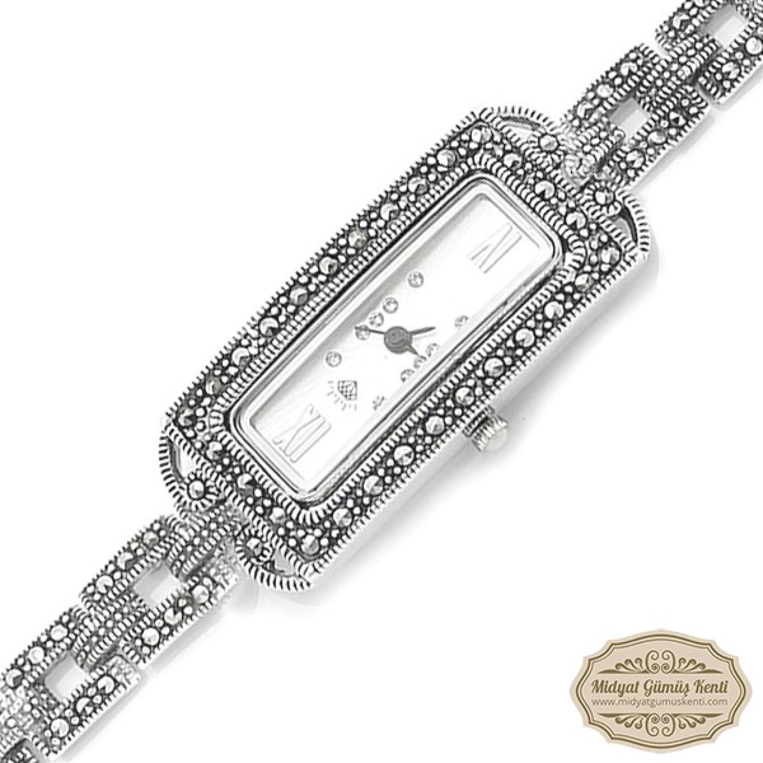 Dikdörtgen Model Bayan Gümüş Kol Saati