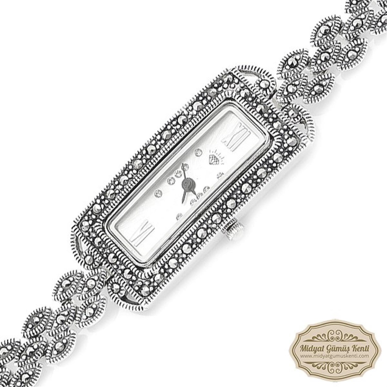 Dikdörtgen Model Bayan Gümüş Kol Saati