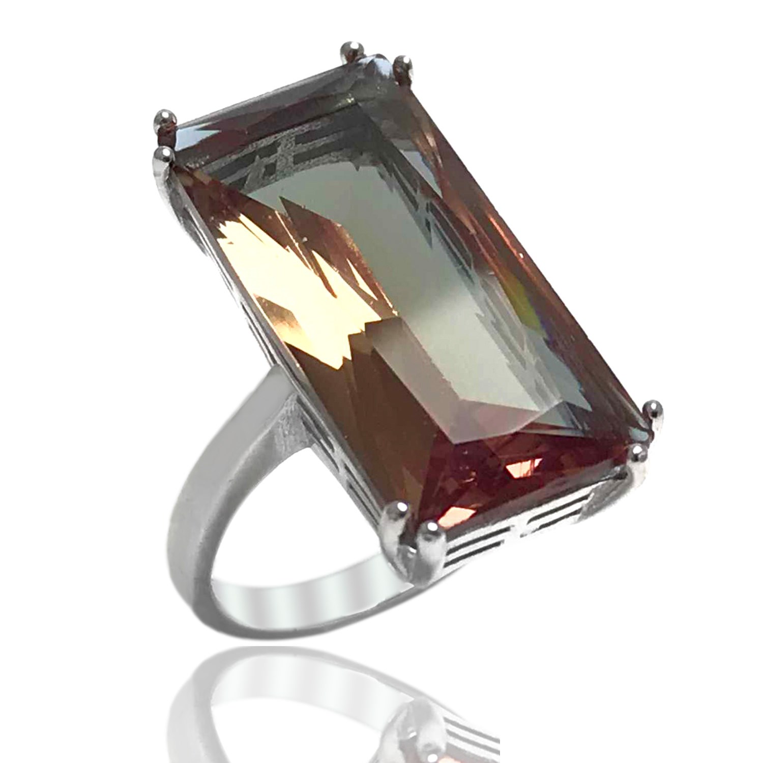 Dikdörtgen Model Zultanit Taşlı Bayan Gümüş Yüzük