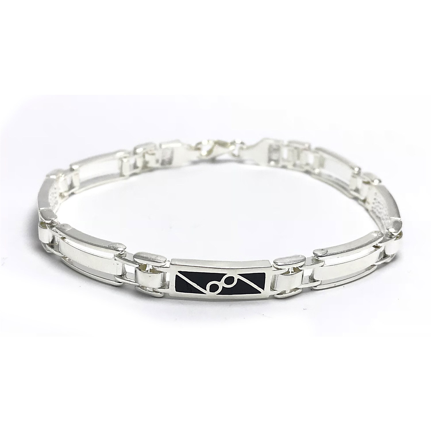 Dokuz Numaralı Model 925 Ayar Mineli Erkek Gümüş Bileklik