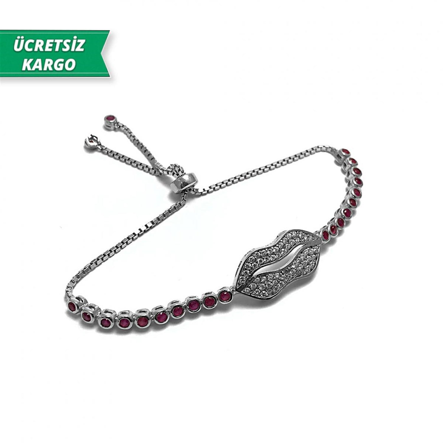 Dudak Model Ametist-Zirkon Taşlı Rose Kaplama Bayan Gümüş Bileklik