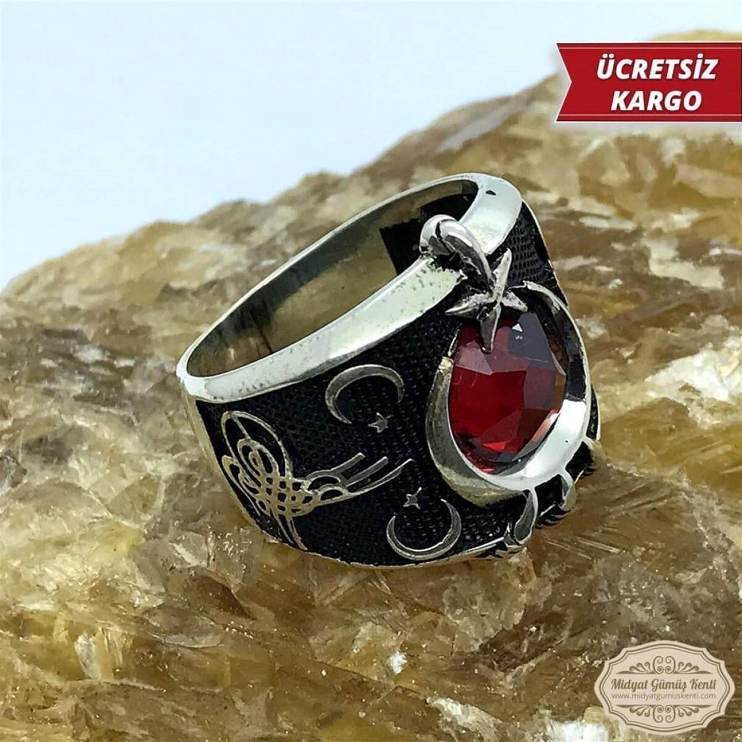El Muzaffer Daima 925 Ayar Erkek Gümüş Yüzük