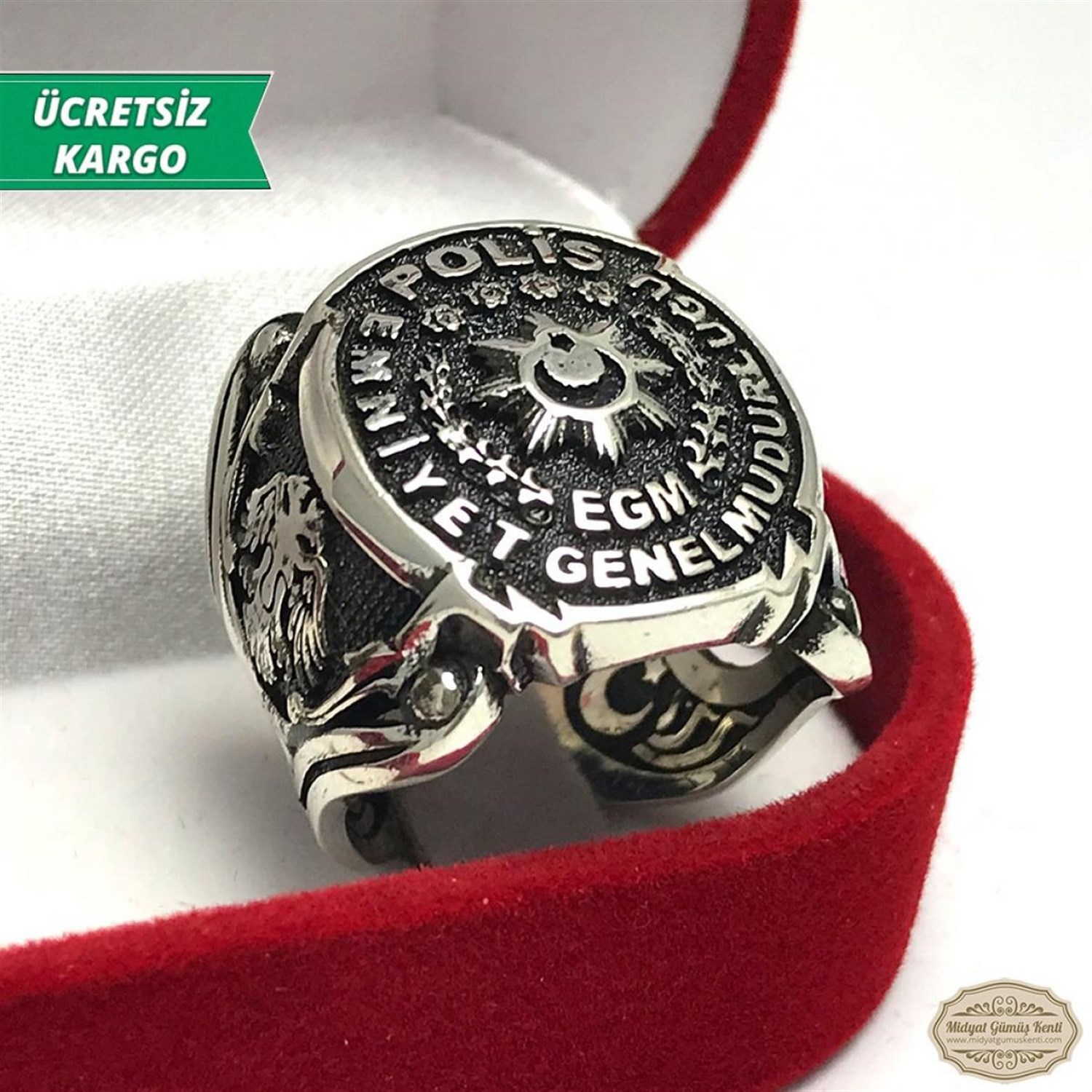 Emniyet Genel Müdürlüğü Polis Model Erkek Gümüş Yüzük 