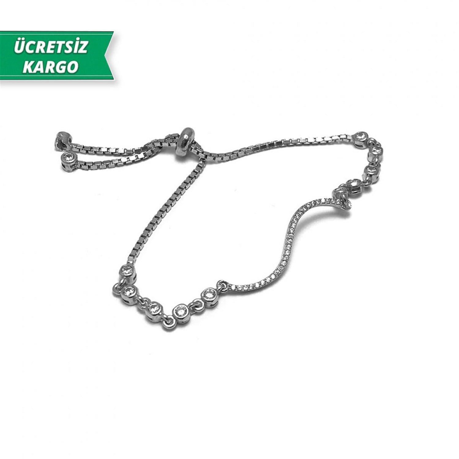 Es Model Zirkon Taşlı Bayan Gümüş Bileklik