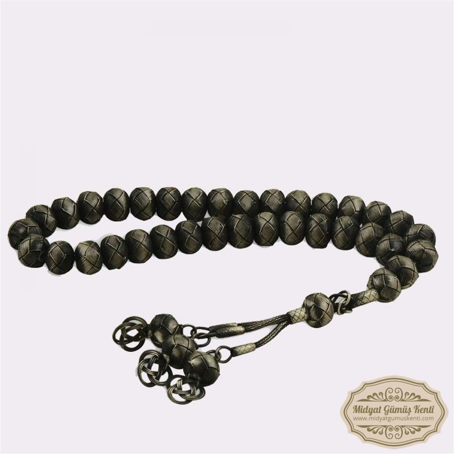 Eskitme Model 1000 Ayar El Örmesi Kazaziye Gümüş Tesbih