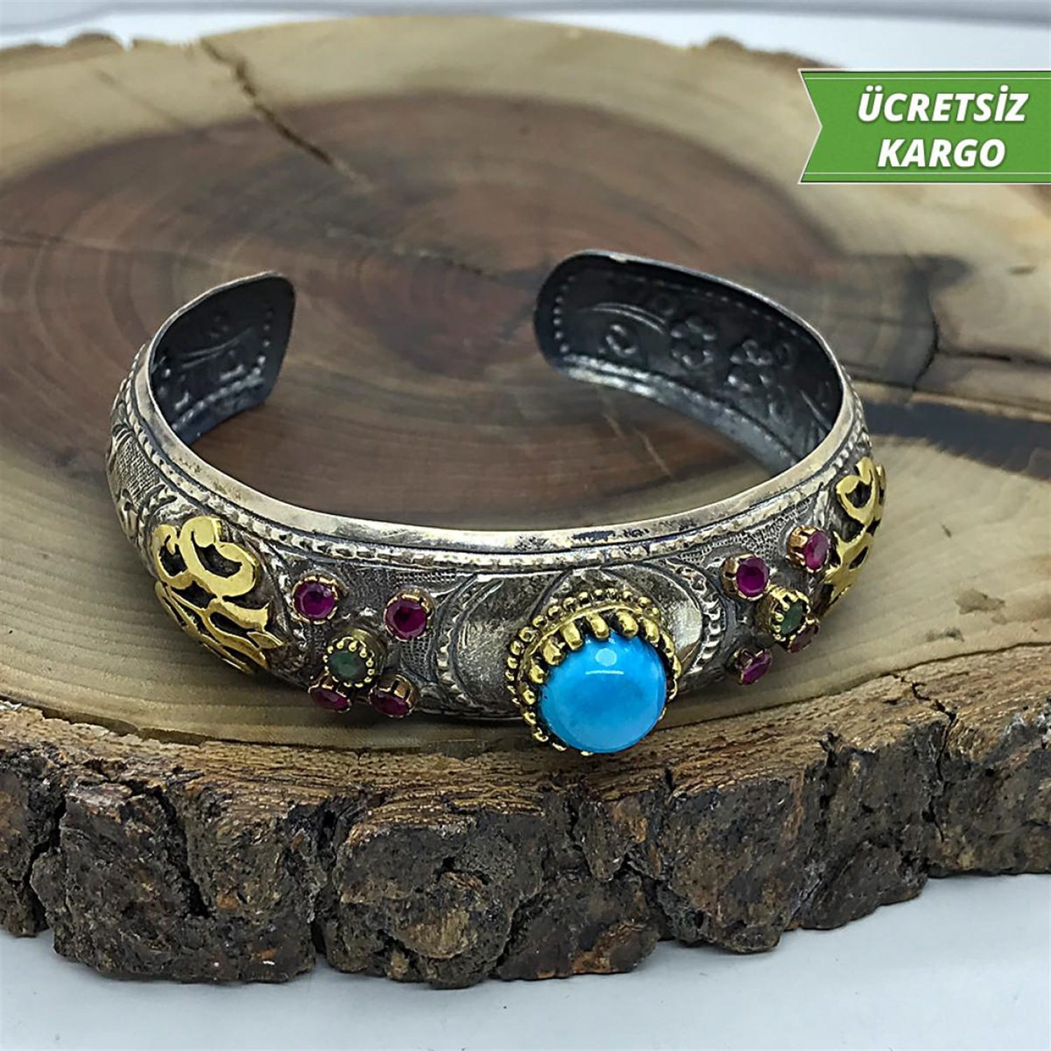 Firuze Taş Model Elişçiliği Midyat Bayan Gümüş Bilezik