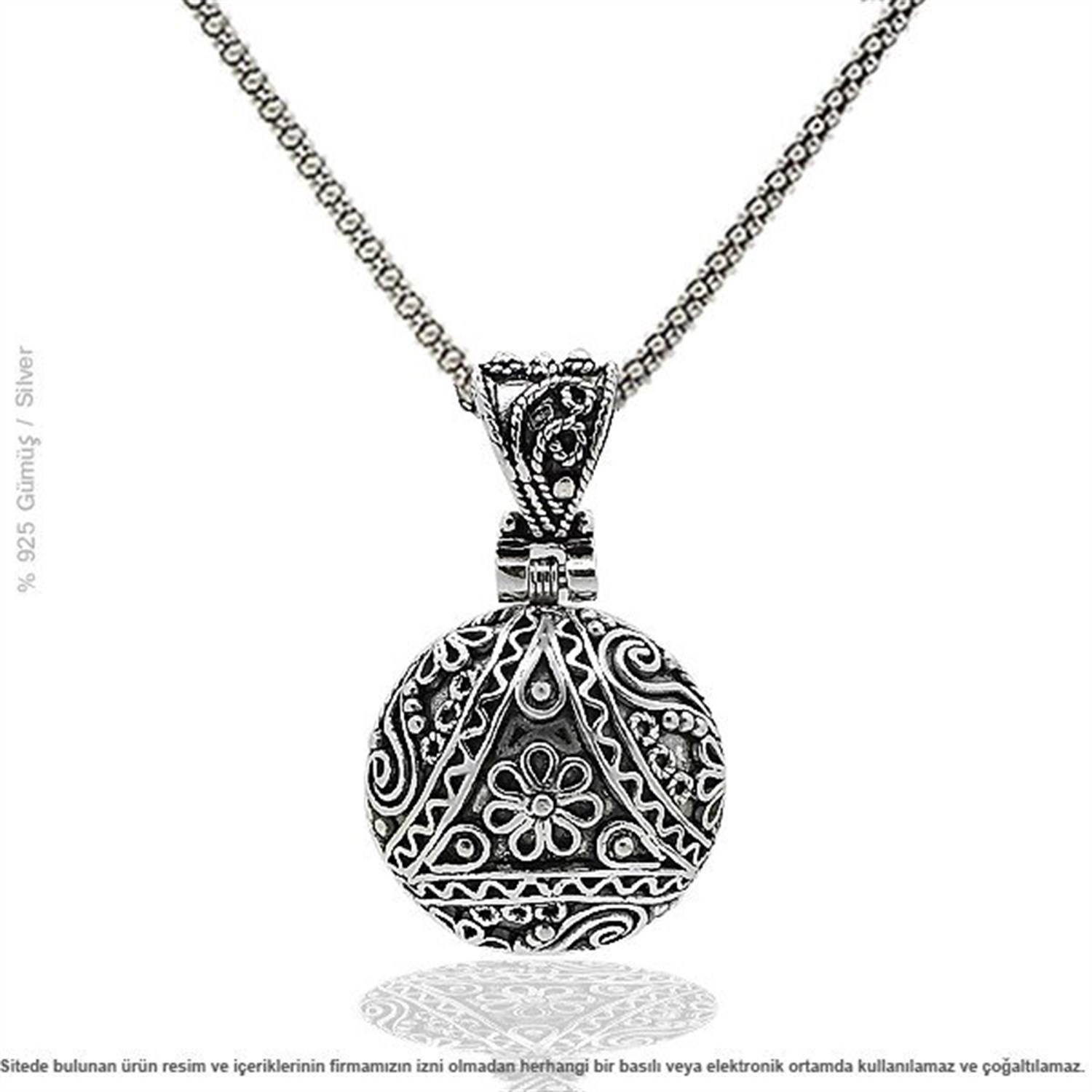 Gümüş El İşi Telkari Bayan Kolye