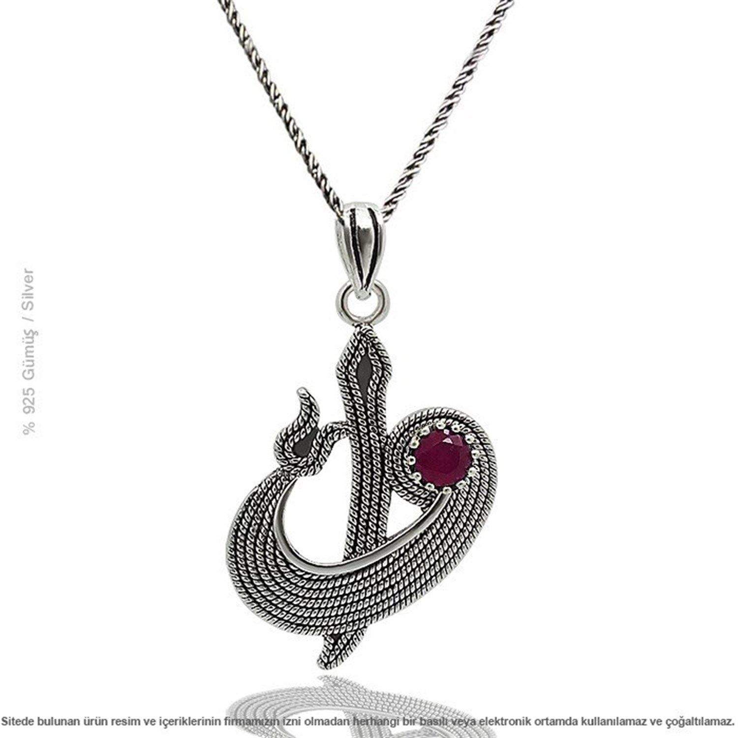 Gümüş Elif Vav Telkari Bayan Kolye