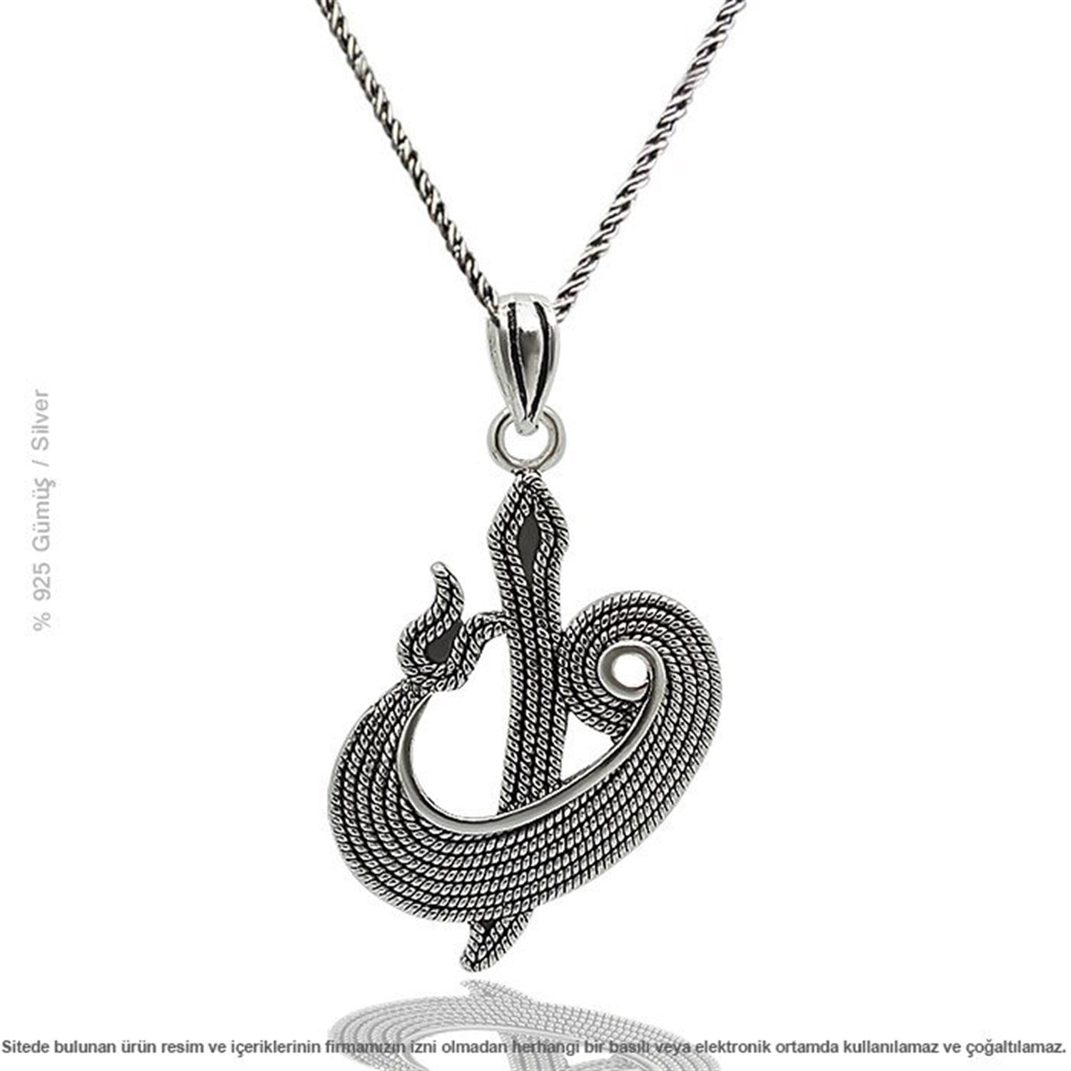 Gümüş Elif Vav Telkari Bayan Kolye