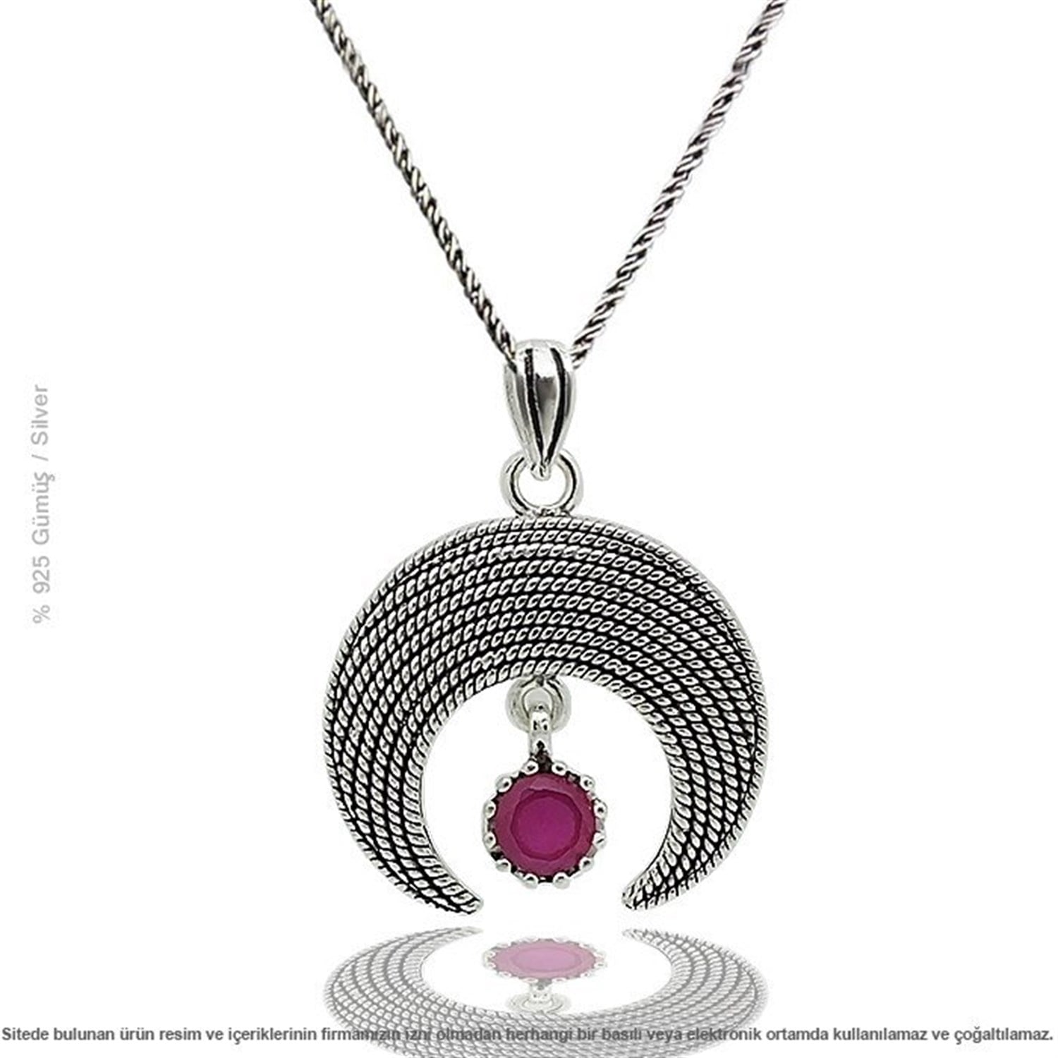 Gümüş Hilal Telkari Bayan Kolye