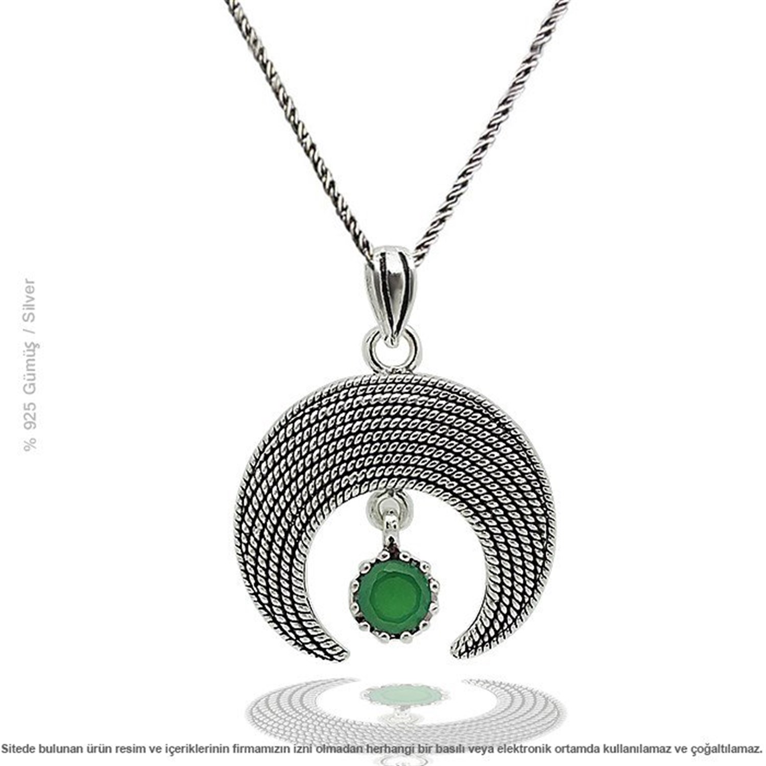 Gümüş Hilal Telkari Bayan Kolye