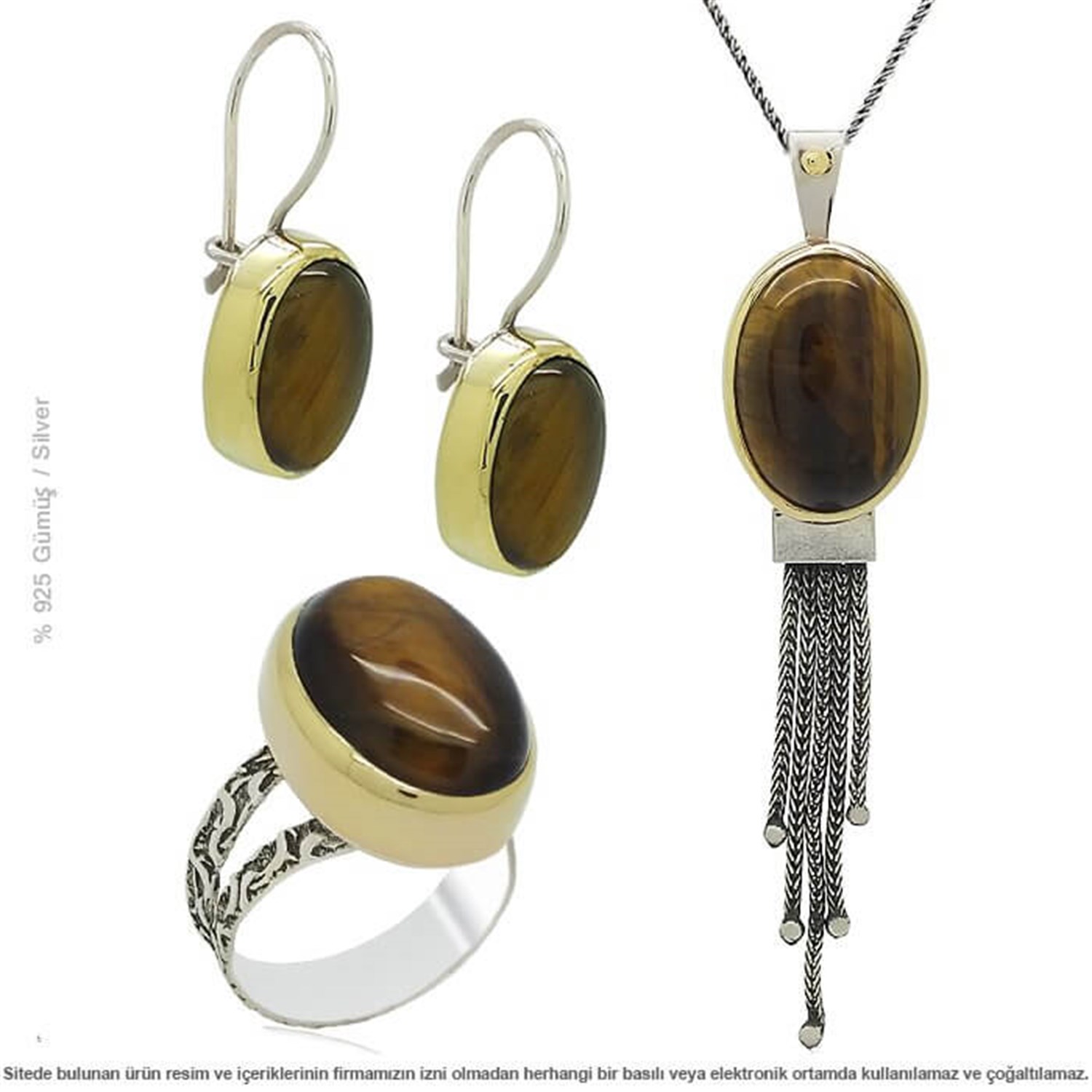 Gümüş Kaplan Gözü Set Takı