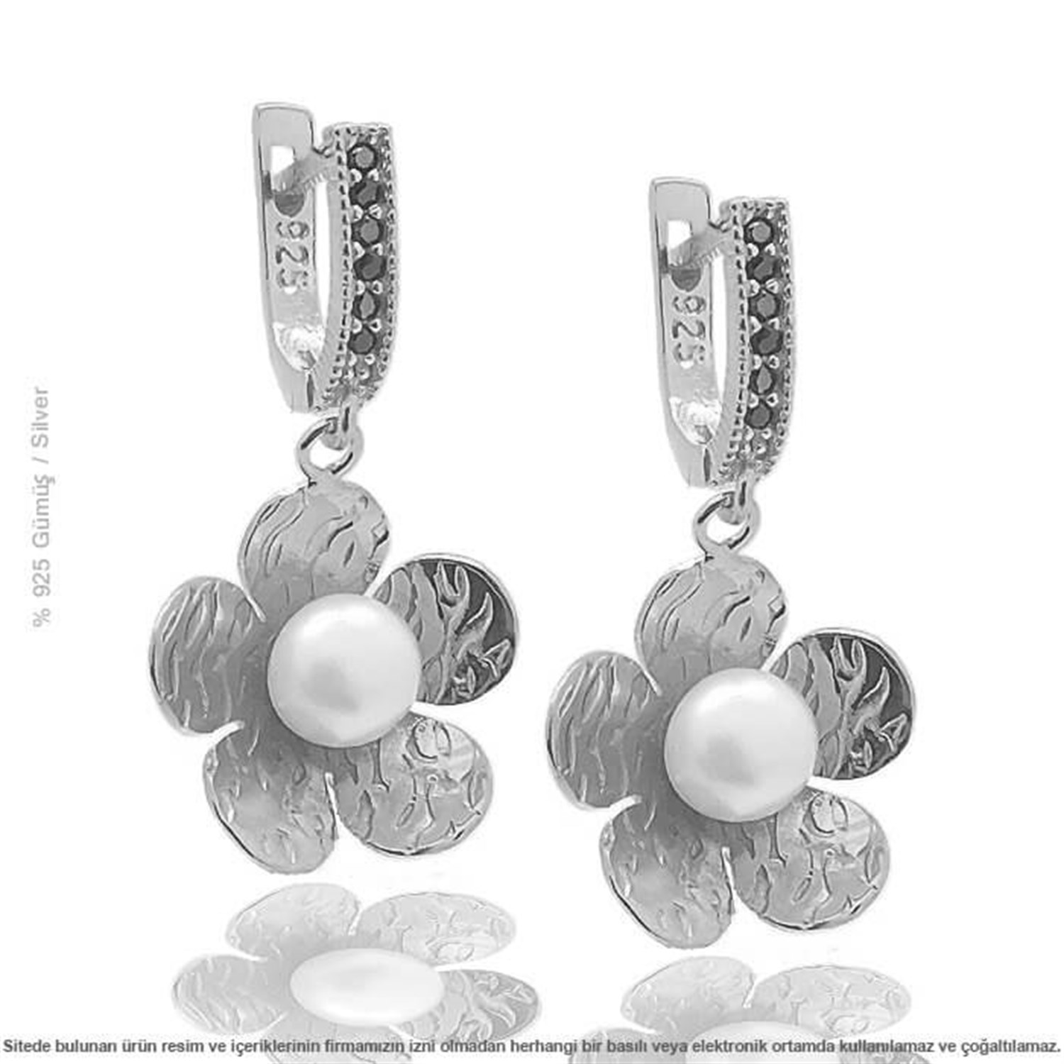 Gümüş Papatya Bayan Küpe