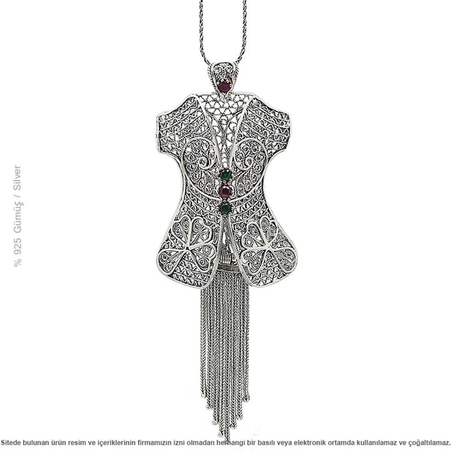 Gümüş Telkari Kaftan Bayan Kolye