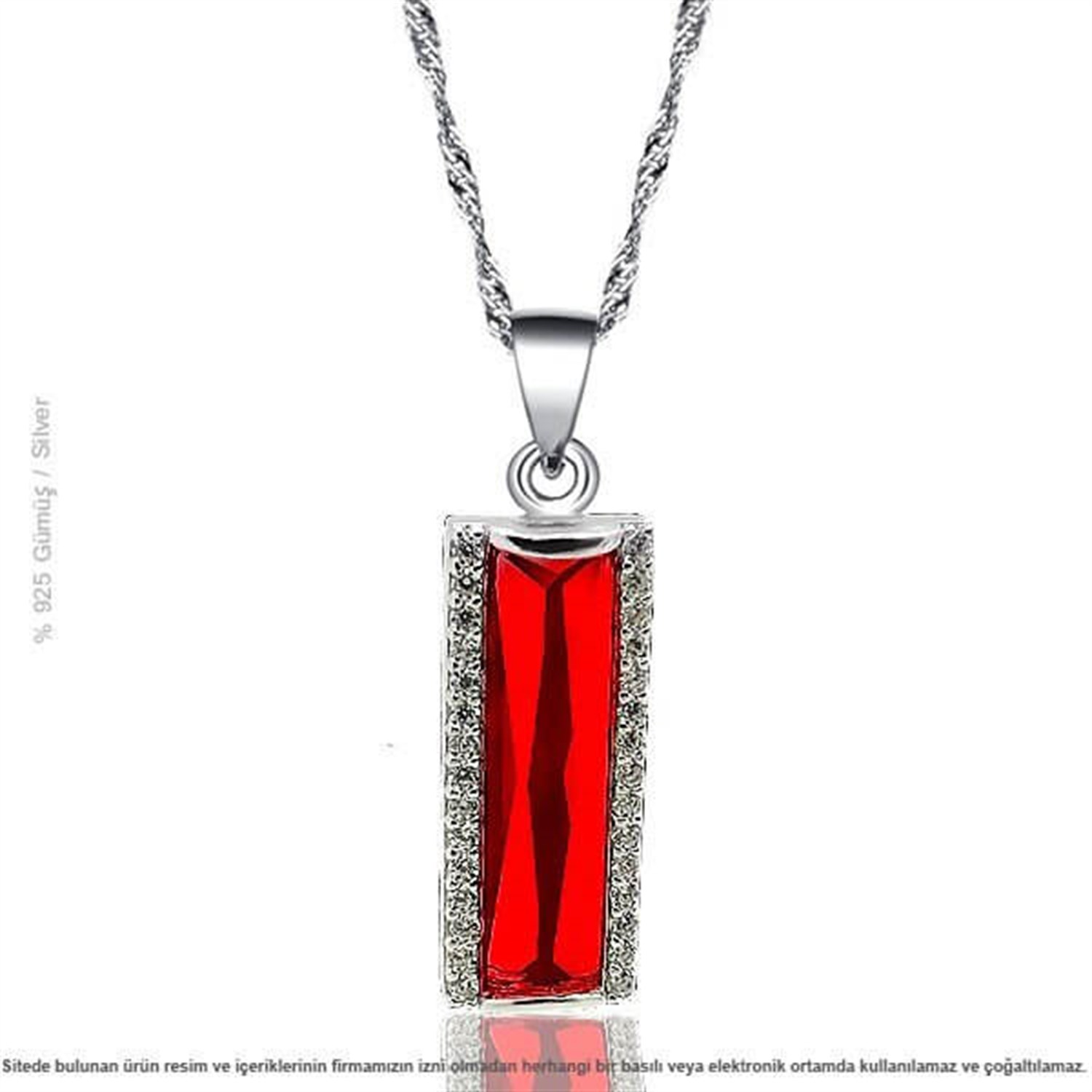 Gümüş Zirkon Taşlı Bayan Kolye