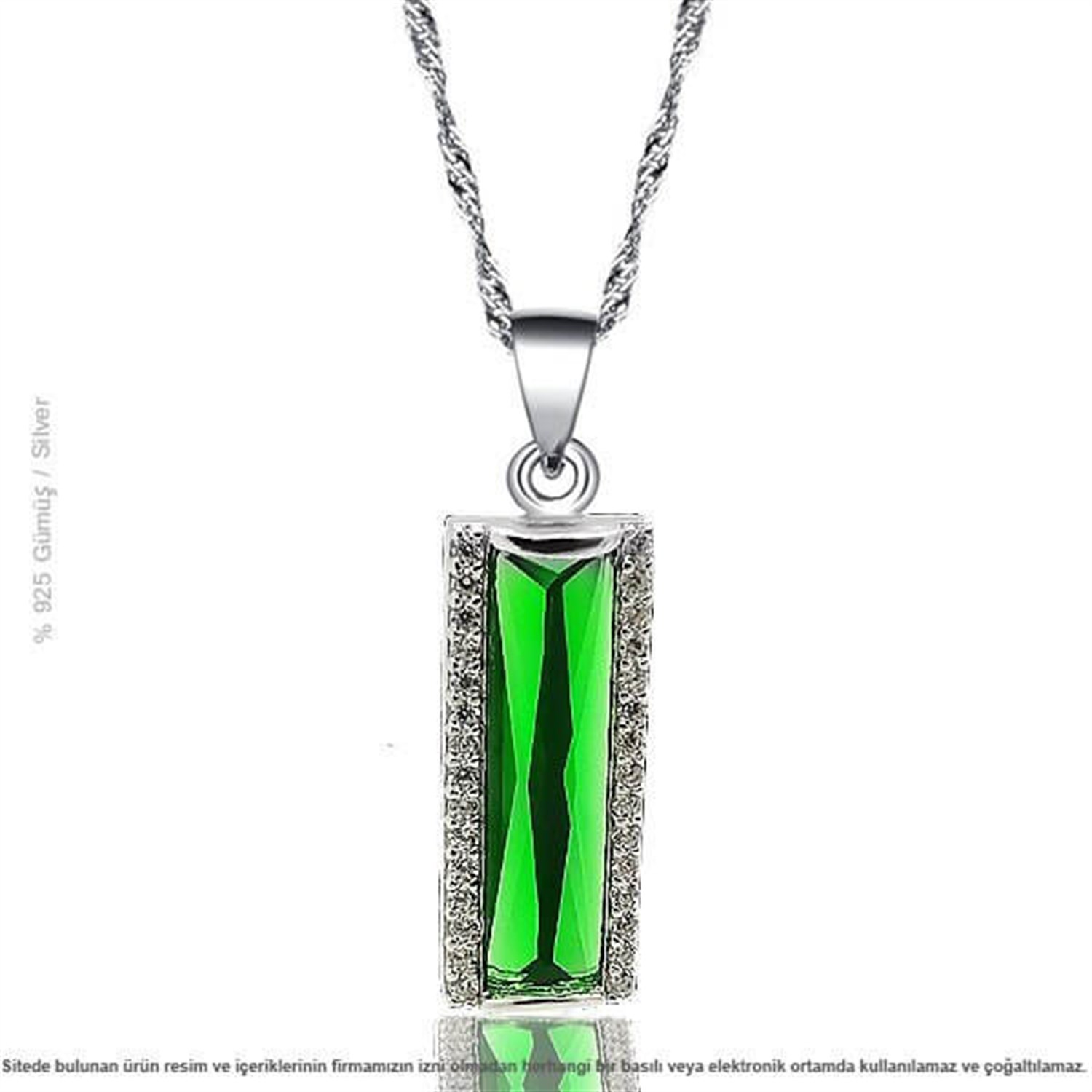 Gümüş Zirkon Taşlı Bayan Kolye