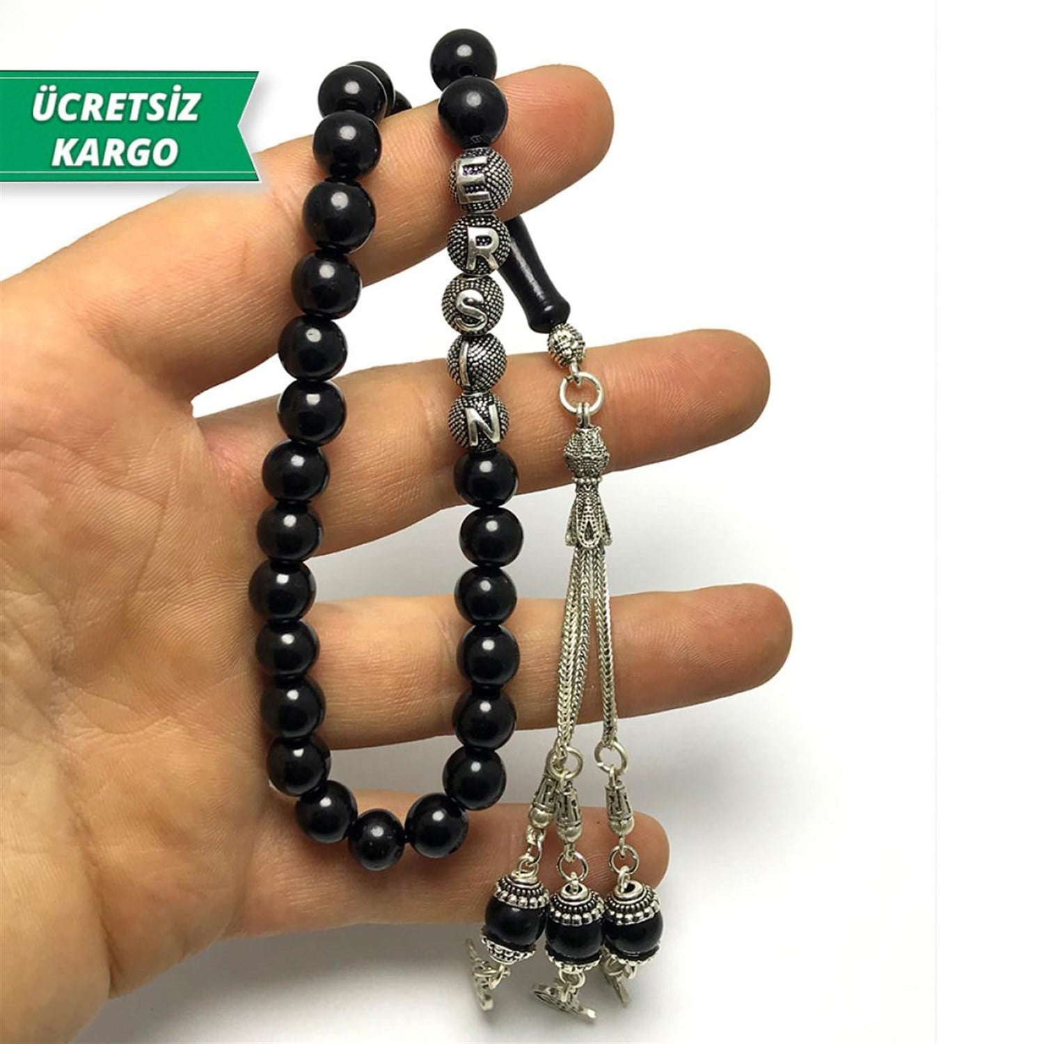 Gürcistan Oltu Taşı İsimli Gümüş Püsküllü Tesbih