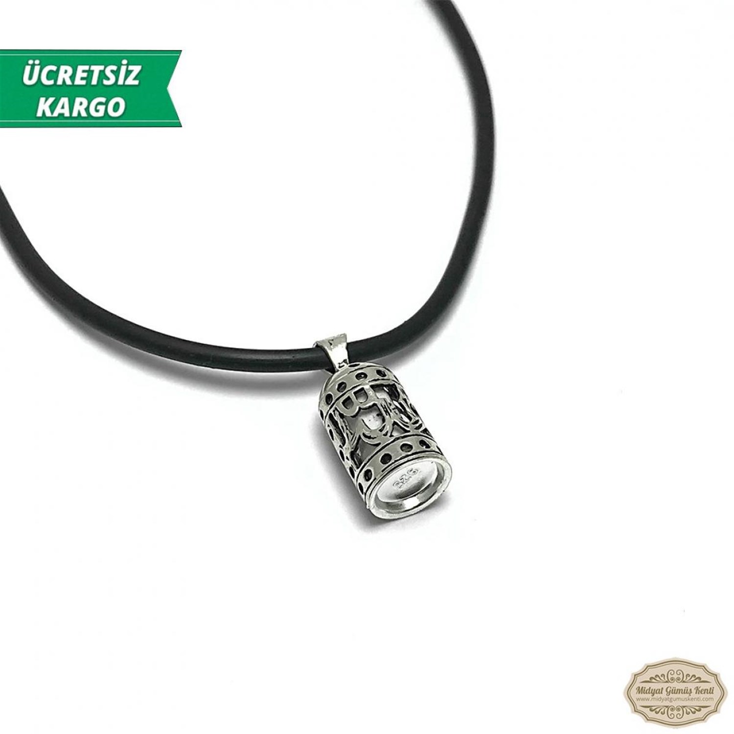 Kafesli Dualı Kapsül Model Erkek Bayan Gümüş Kolye Ucu 