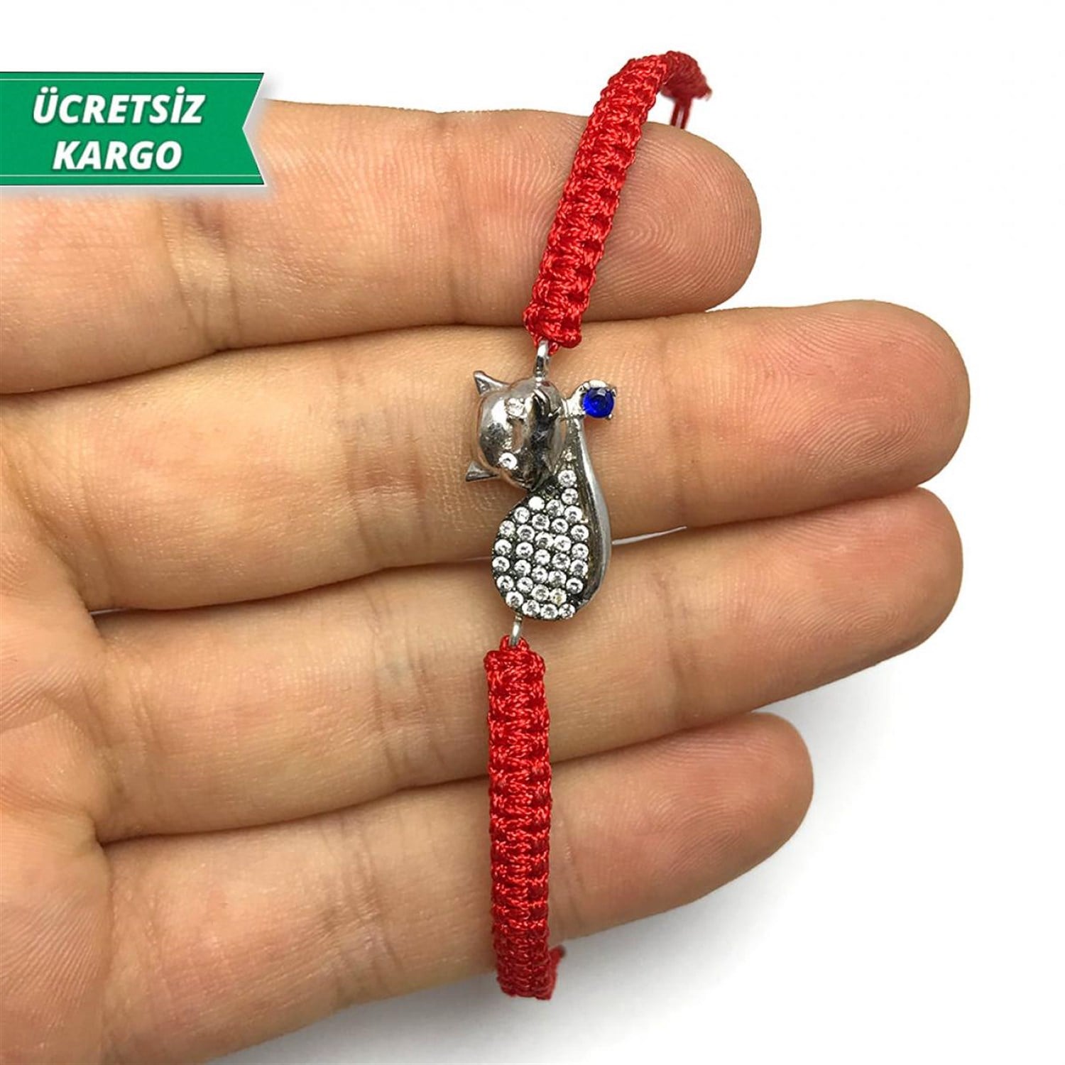 Kedi Model Zirkon-safir Taşlı Bayan Gümüş Bileklik