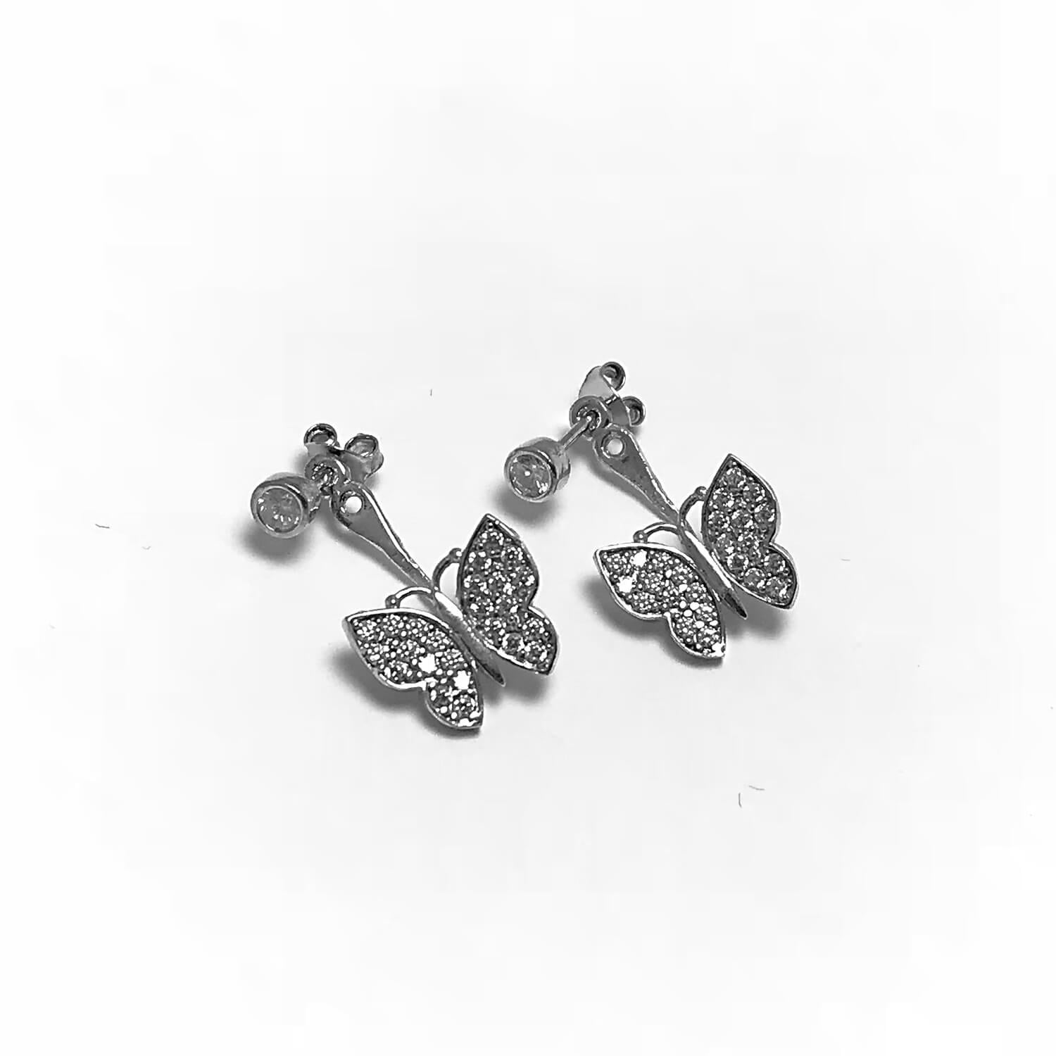 Kelebek Model 925 Ayar Zirkon Gümüş Küpe