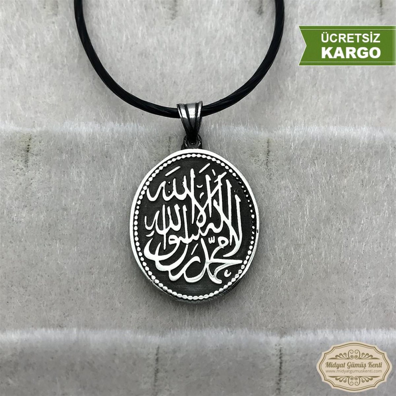Kelimeyi Şahadet Yazılı 925 Ayar Dualı Erkek Gümüş Kolye Ucu