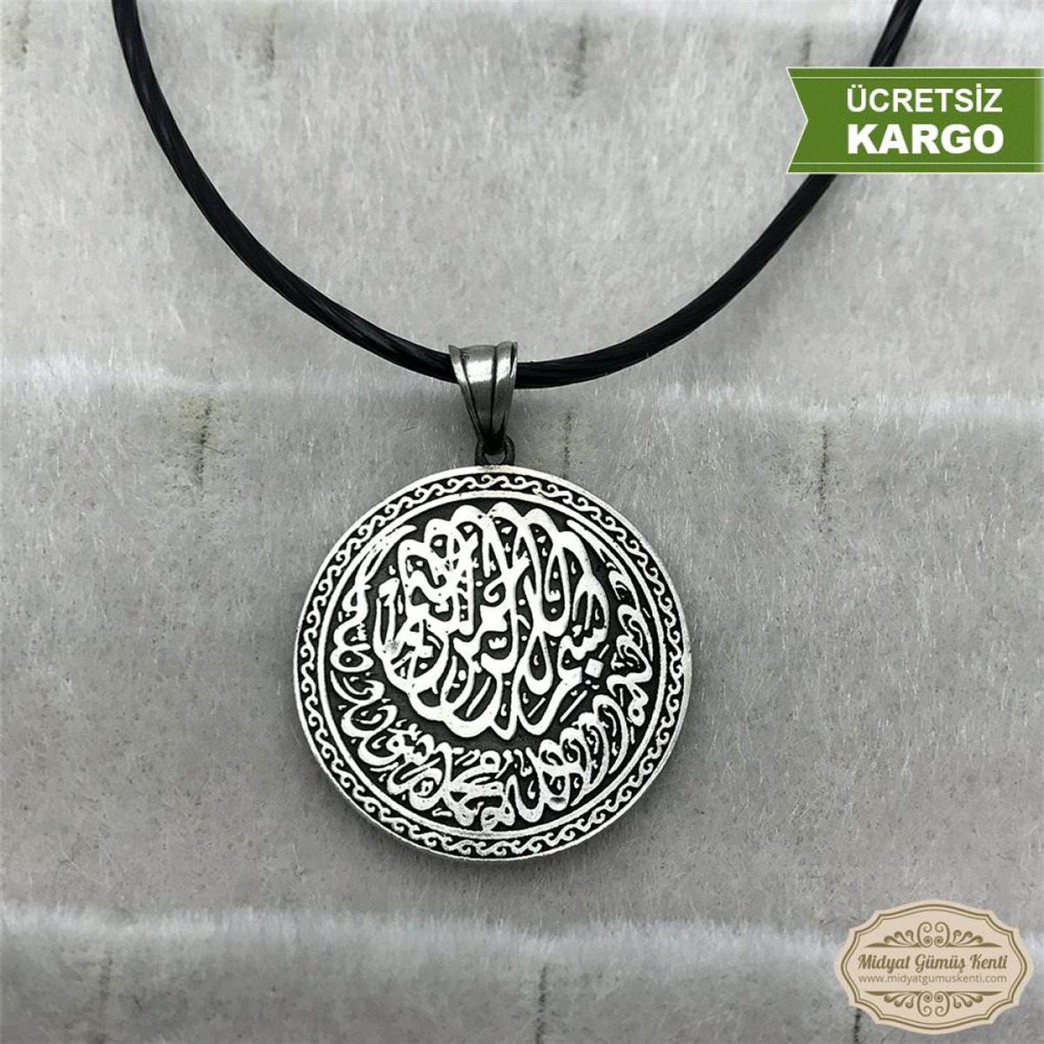 Kelimeyi Tevhit Yazılı 925 Ayar Dualı Erkek Gümüş Kolye Ucu