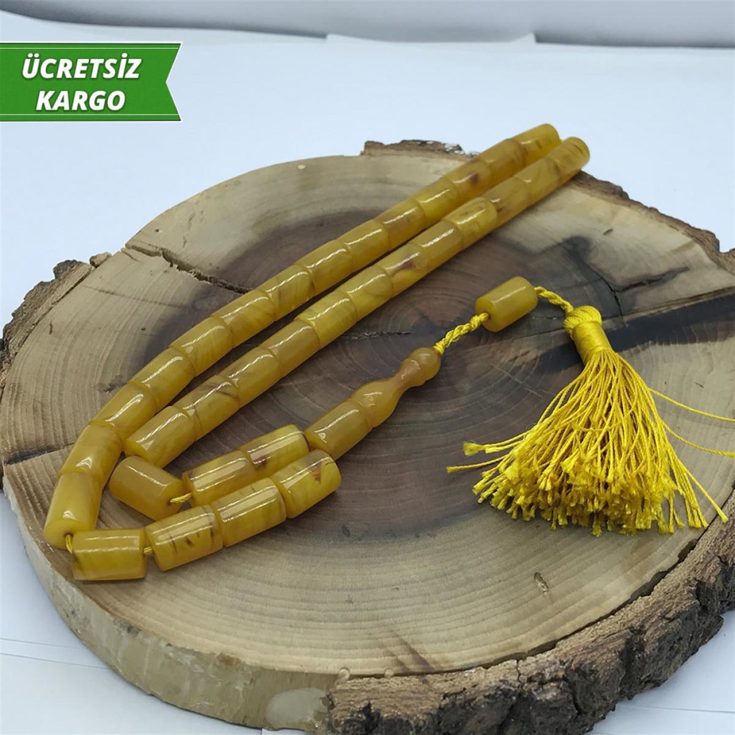 Kesme Kesim Sistem Püsküllü Sıkma Kehribar Tesbih