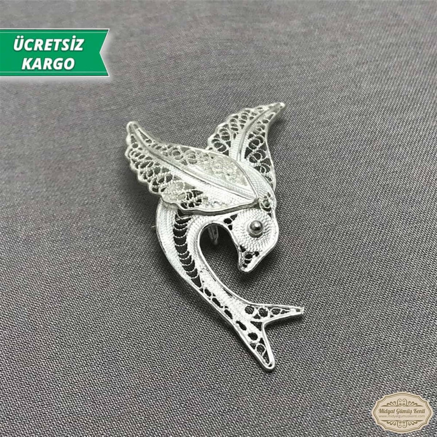 Kırlangıç Model Telkari Bayan Gümüş Broş 