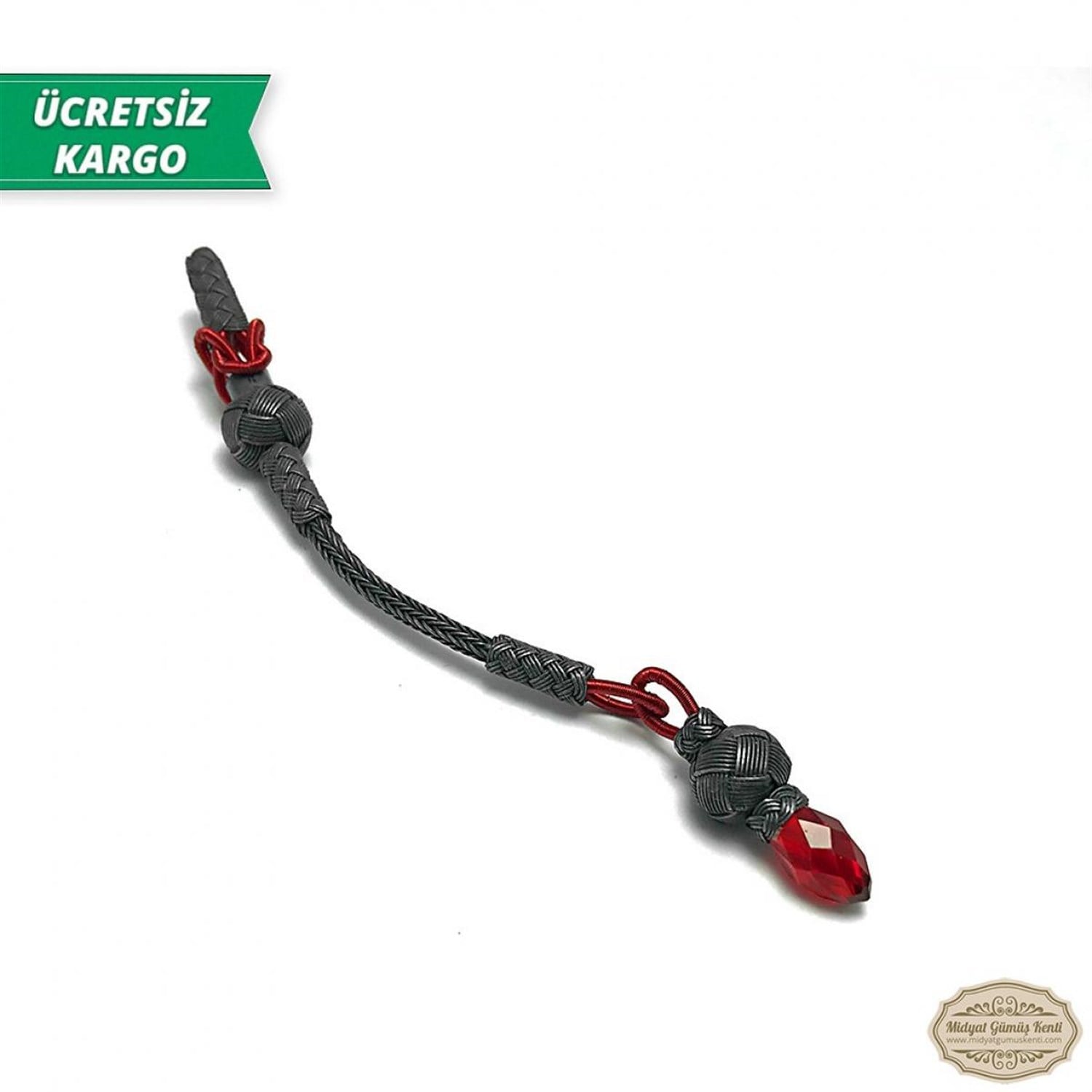 Kök Yakut Taşlı 1000 Ayar Kazaziye Gümüş Tespih Püskülü