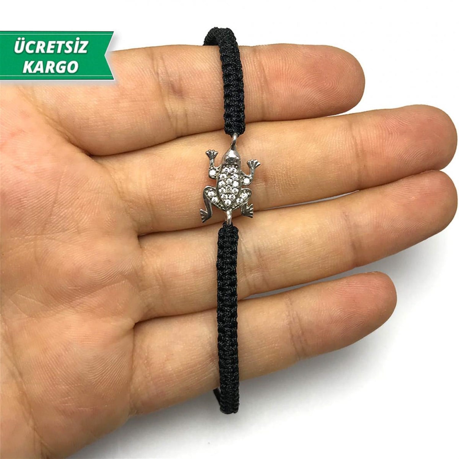 Kurbağa Model Zirkon Taşlı Bayan Gümüş Bileklik