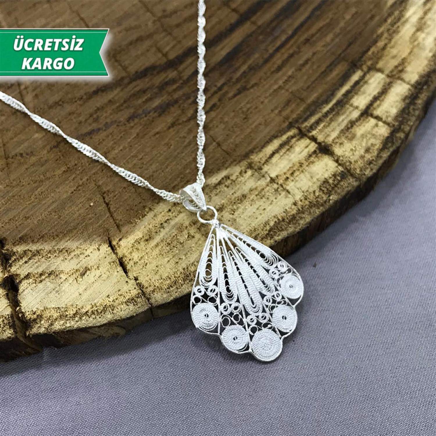 Kuyruk Model Midyat Yöresel Telkari Gümüş Kolye Ucu