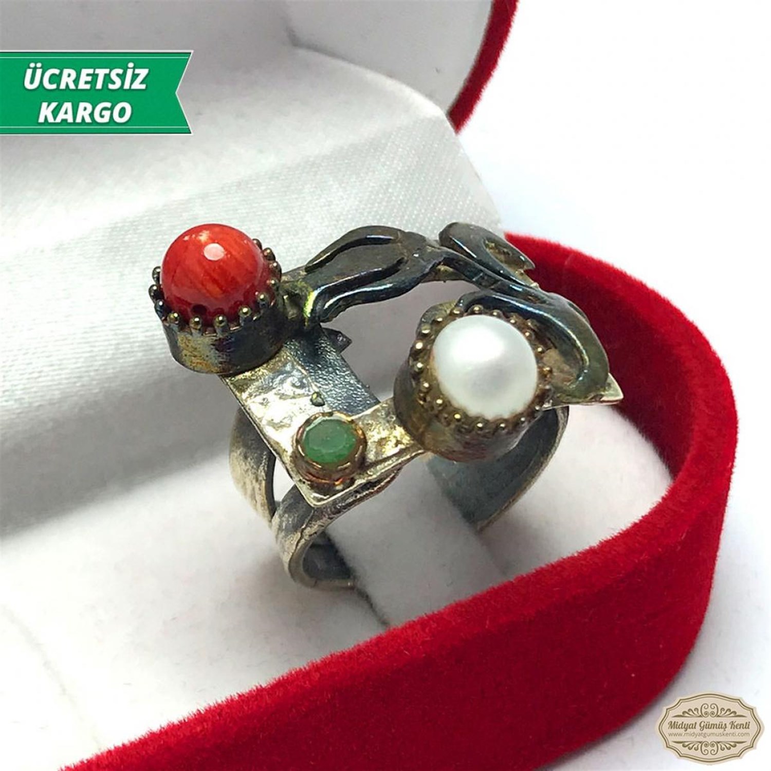 Lale Model Bayan Otantik Gümüş Yüzük