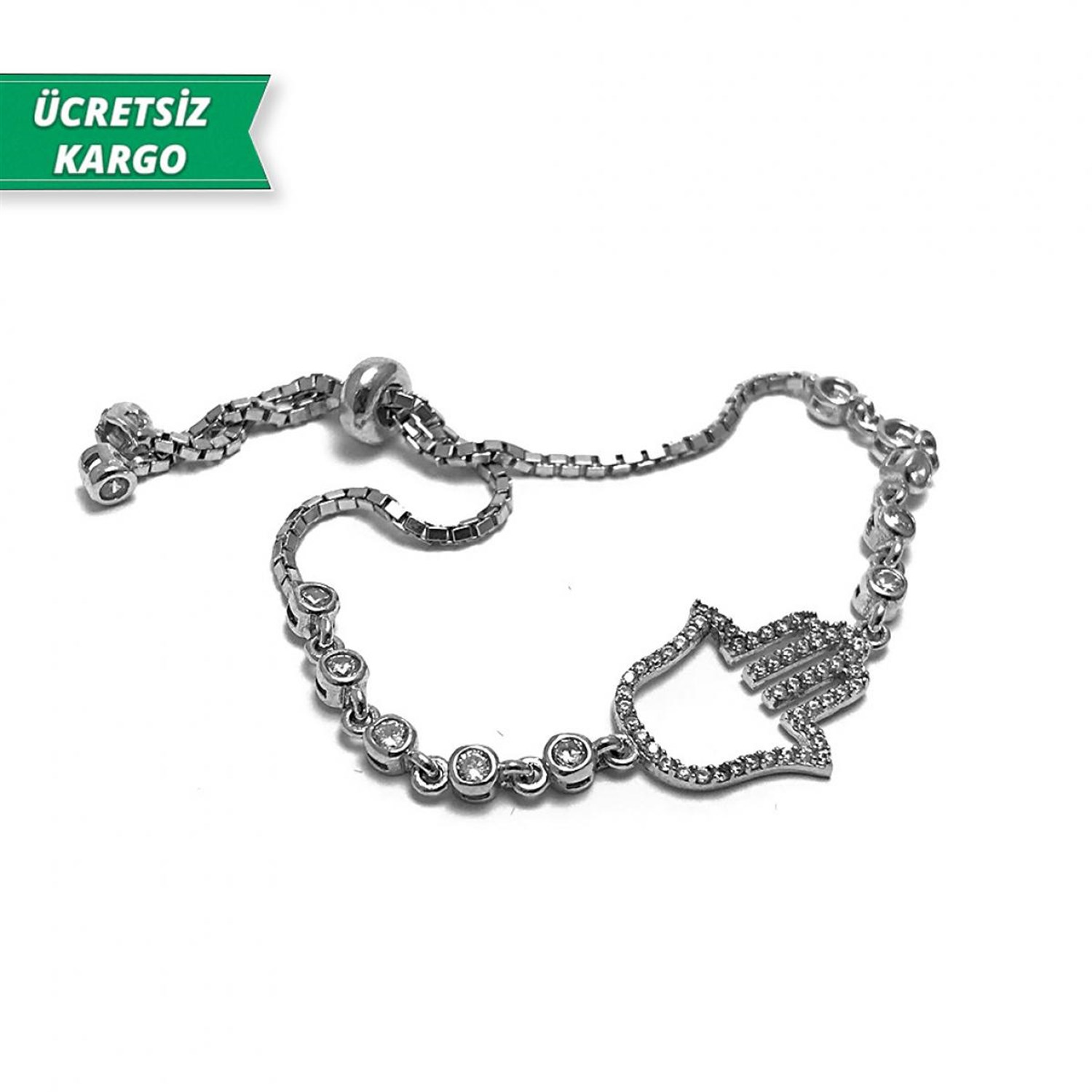 Lale Model Zirkon Taşlı Bayan Gümüş Bileklik