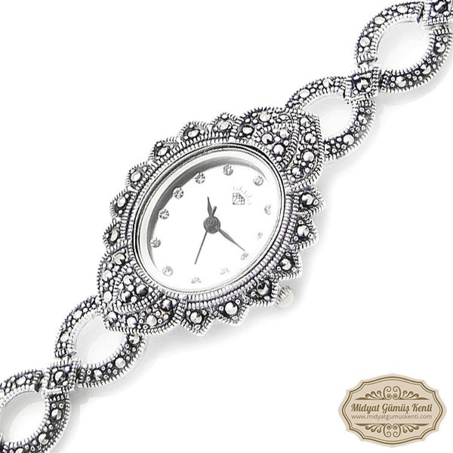 Markazit Taşlı Bayan Gümüş Kol Saati