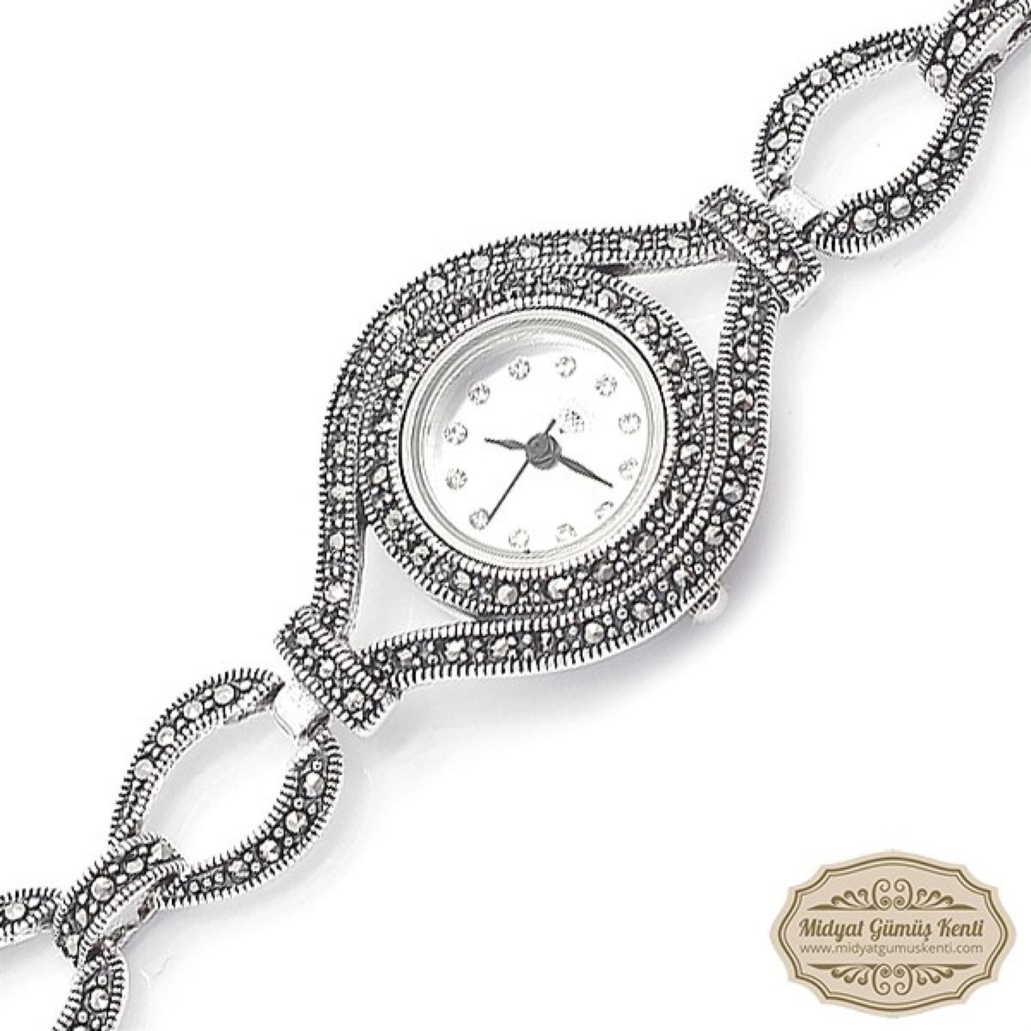 Markazit Taşlı Bayan Gümüş Kol Saati