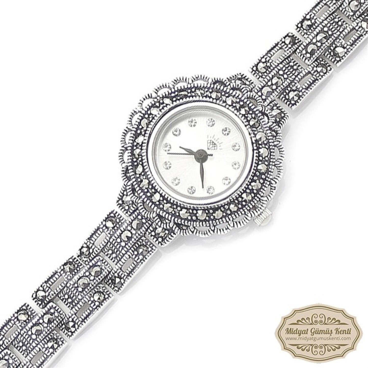 Markazit Taşlı Bayan Gümüş Kol Saati
