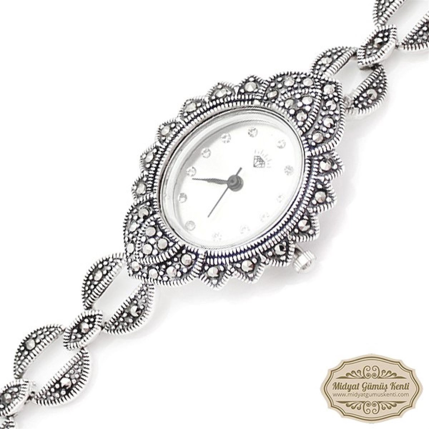 Markazit Taşlı Bayan Gümüş Kol Saati