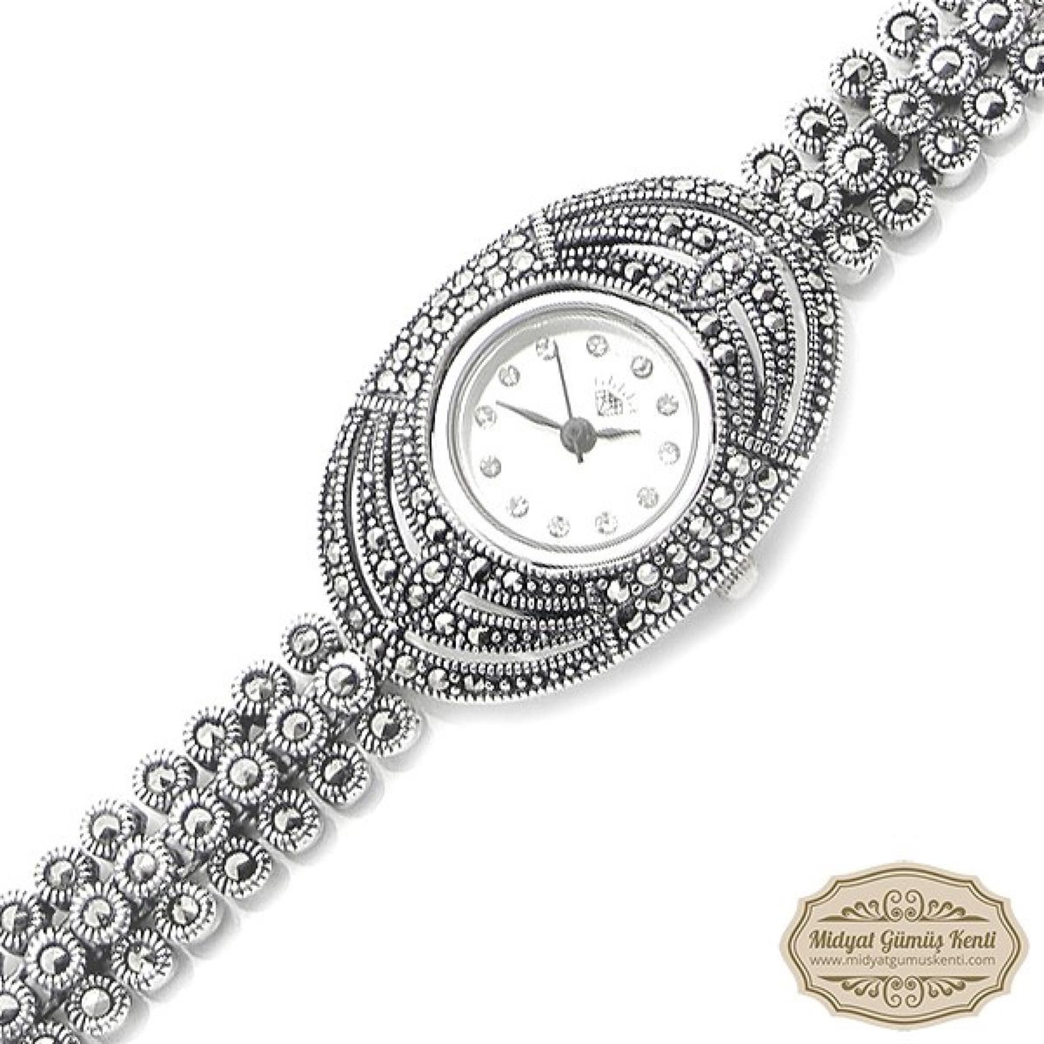 Markazit Taşlı Bayan Gümüş Kol Saati