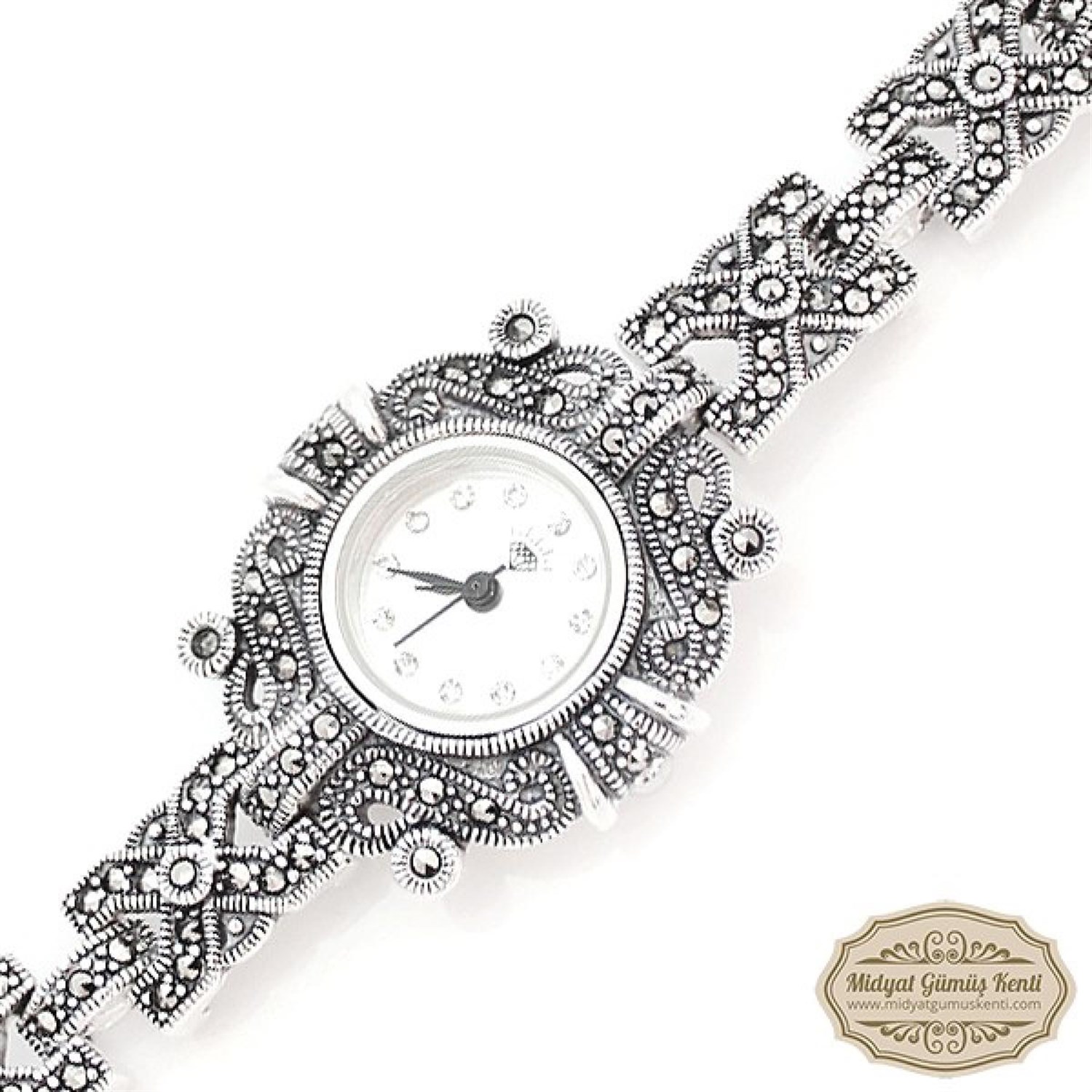 Markazit Taşlı Bayan Gümüş Kol Saati