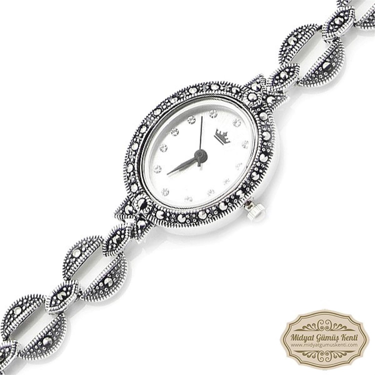 Markazit Taşlı Bayan Gümüş Kol Saati