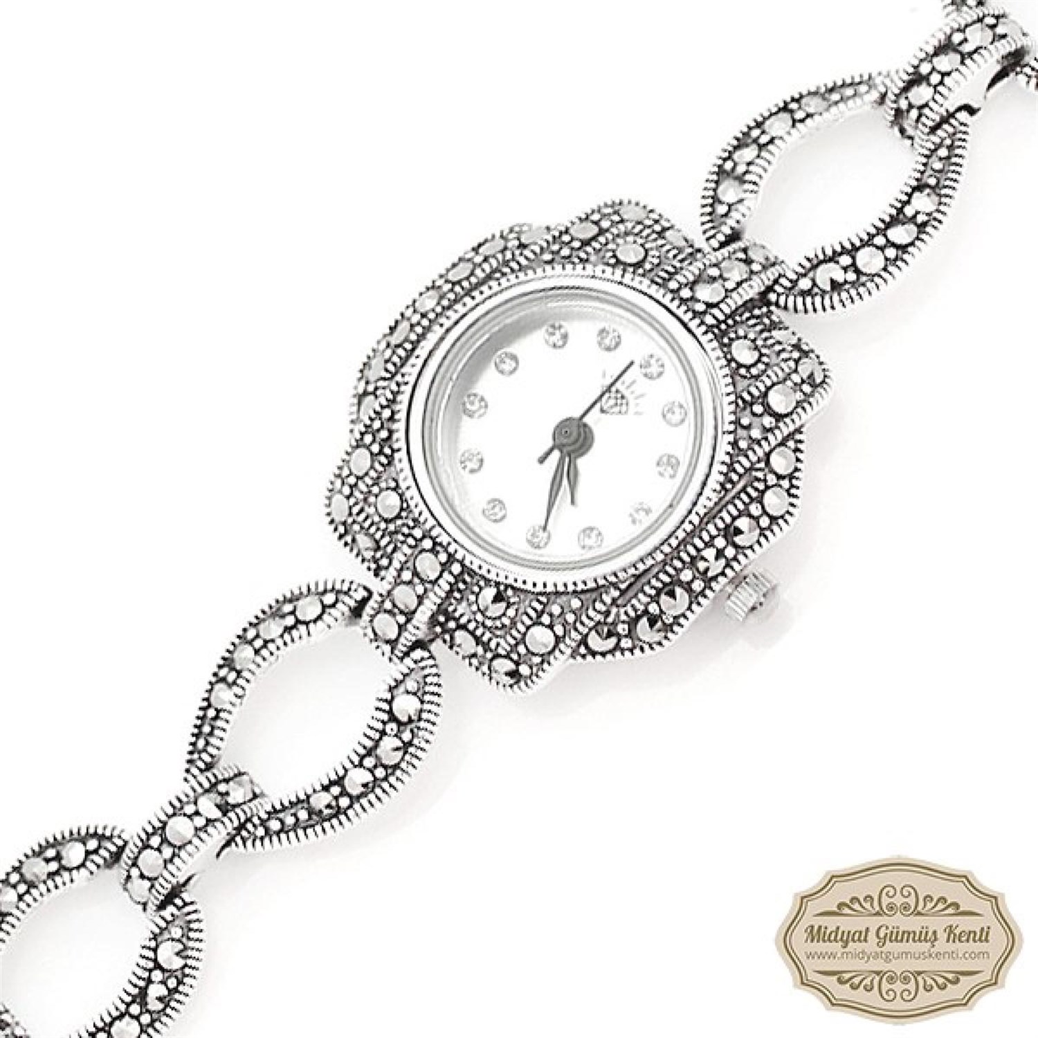 Markazit Taşlı Bayan Gümüş Kol Saati