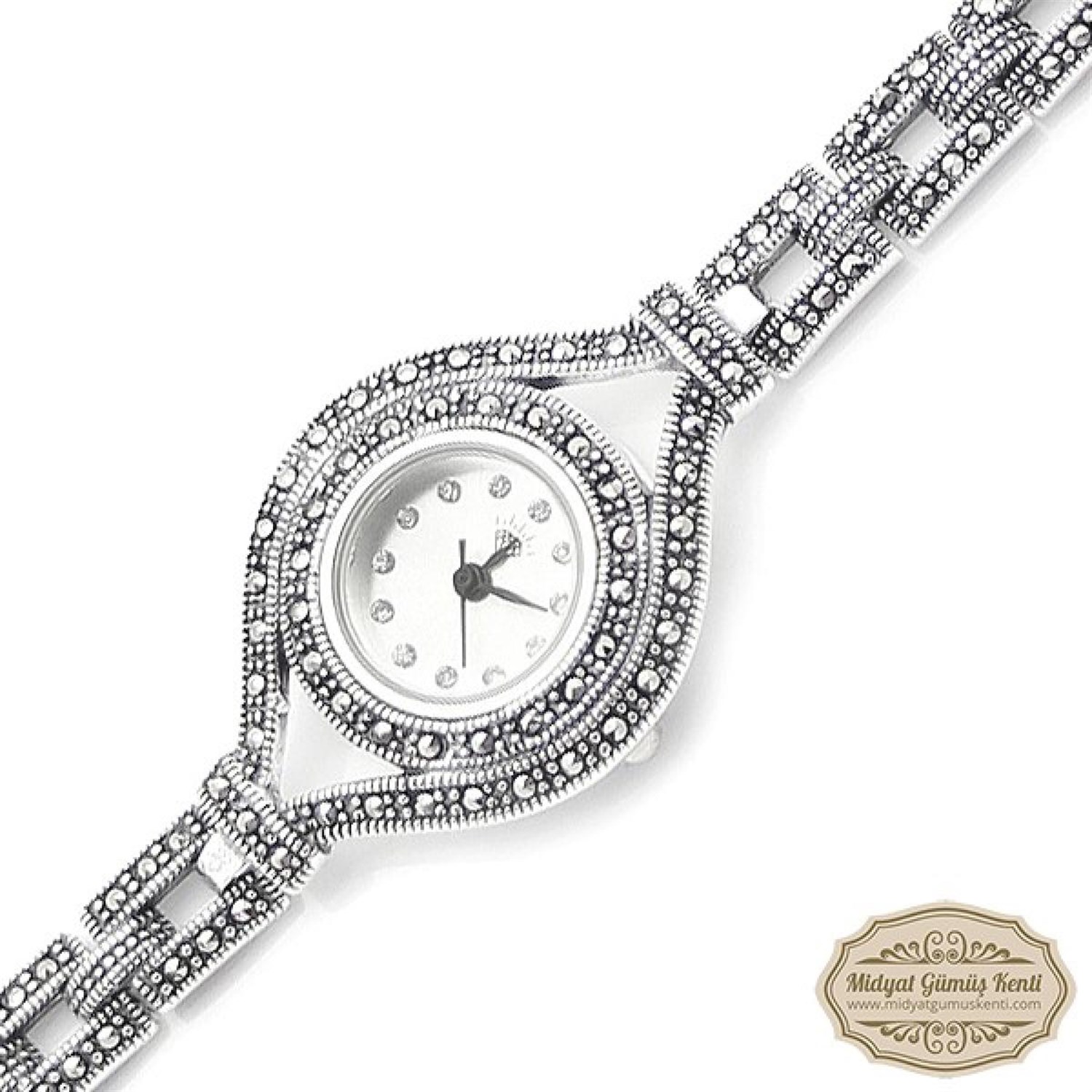 Markazit Taşlı Bayan Gümüş Kol Saati