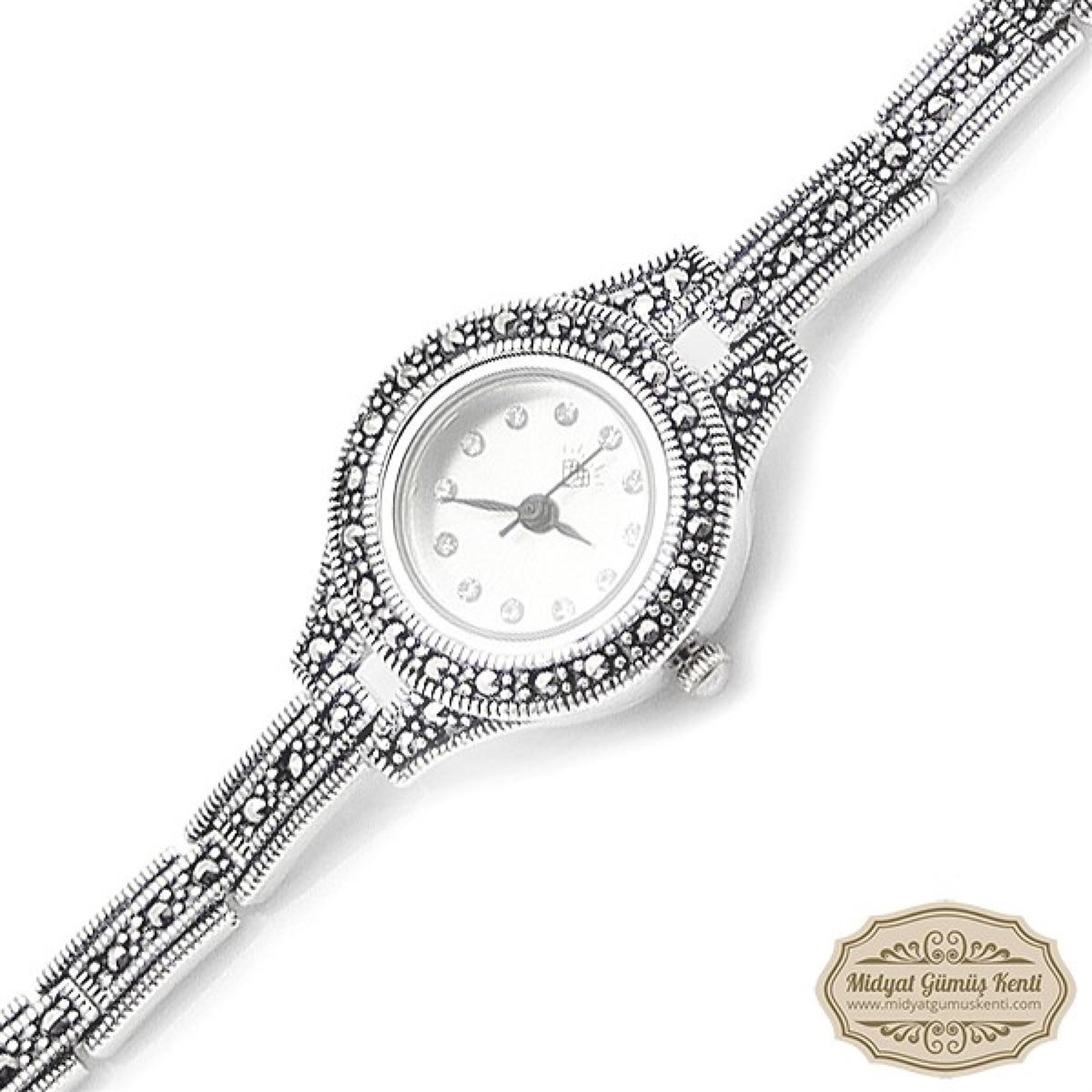 Markazit Taşlı Bayan Gümüş Kol Saati