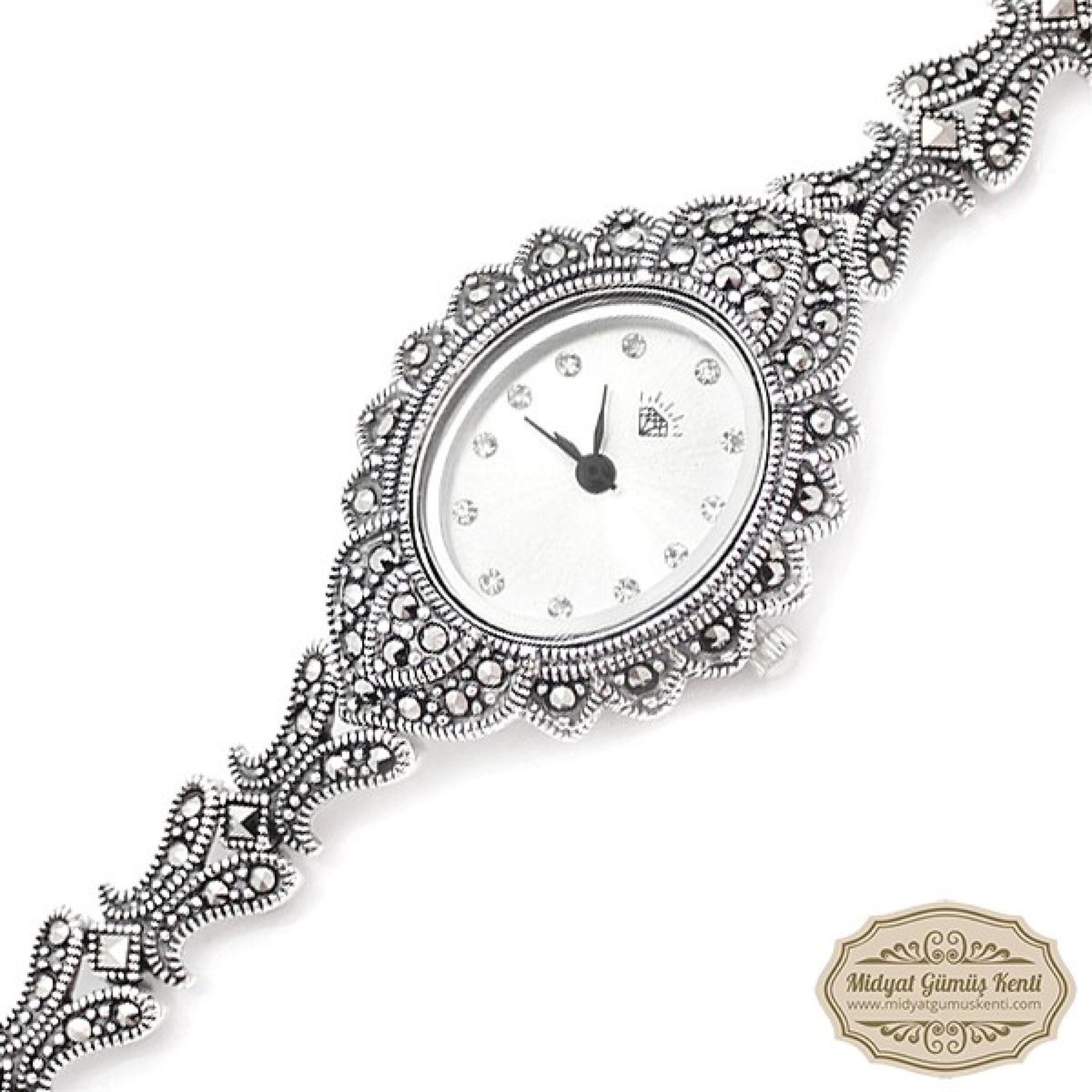 Markazit Taşlı Bayan Gümüş Kol Saati