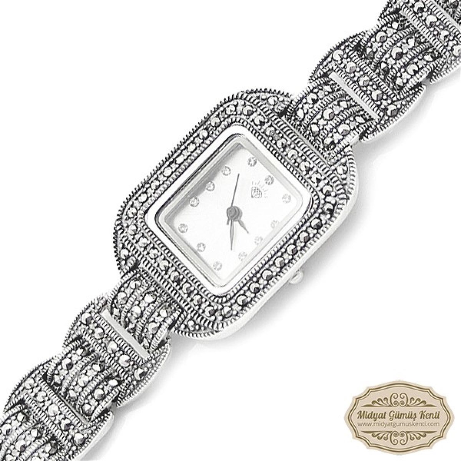 Markazit Taşlı Bayan Gümüş Kol Saati