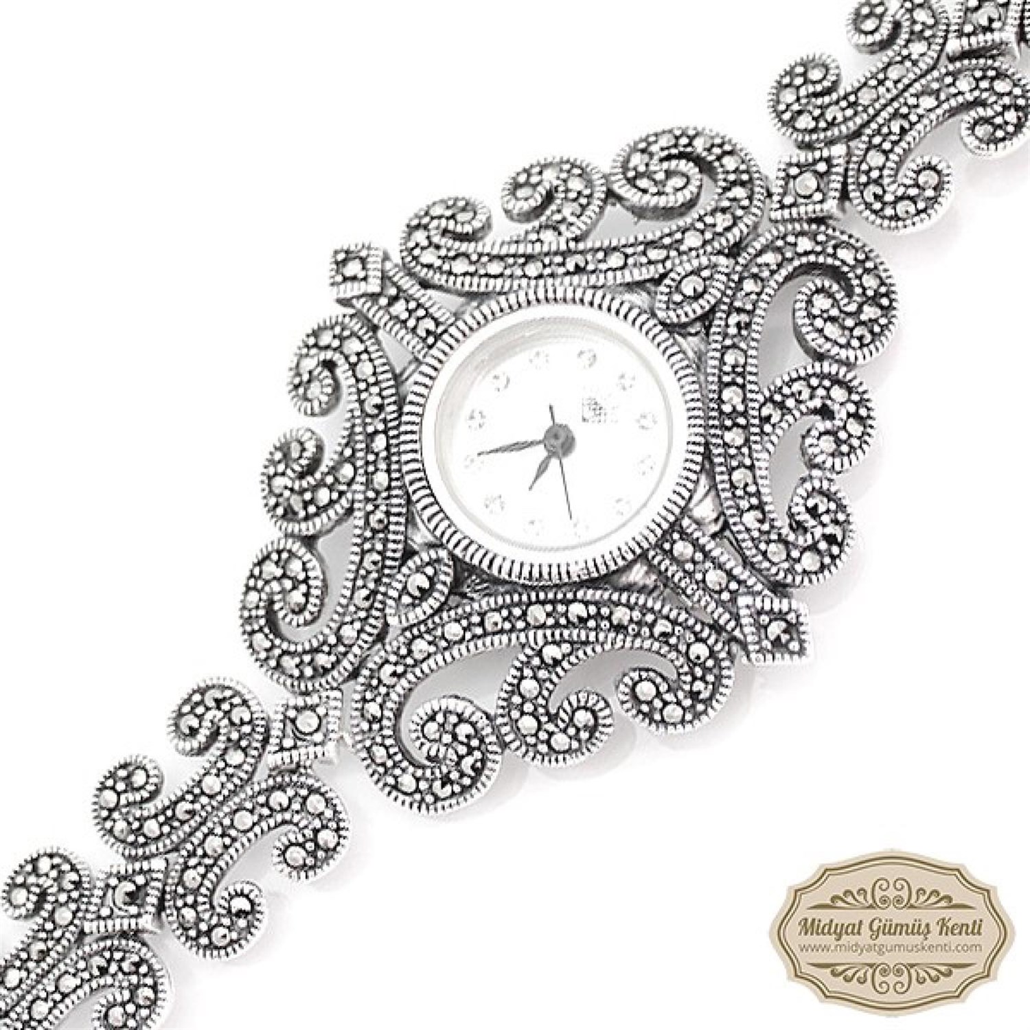 Markazit Taşlı Bayan Gümüş Kol Saati